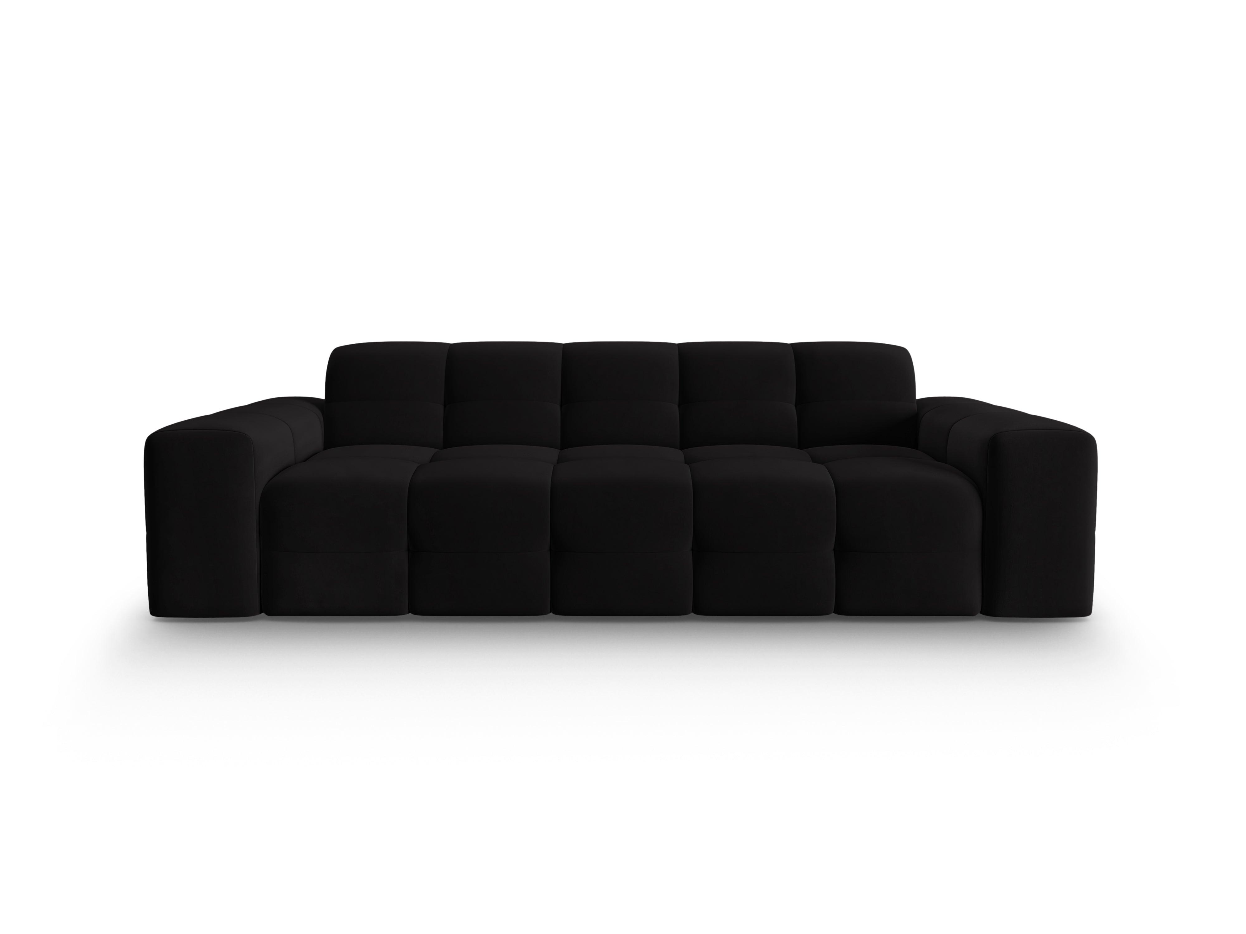 Sofa aksamitna 3-osobowa KENDAL czarny Micadoni    Eye on Design