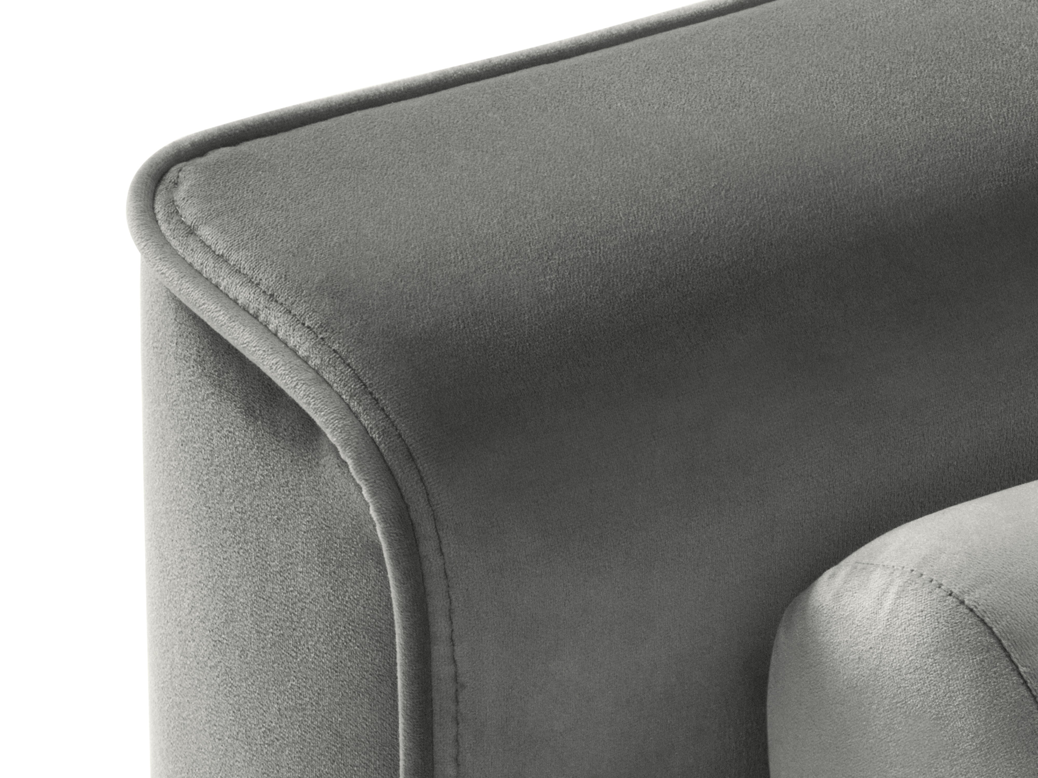 Velvet gray sofa with armrests