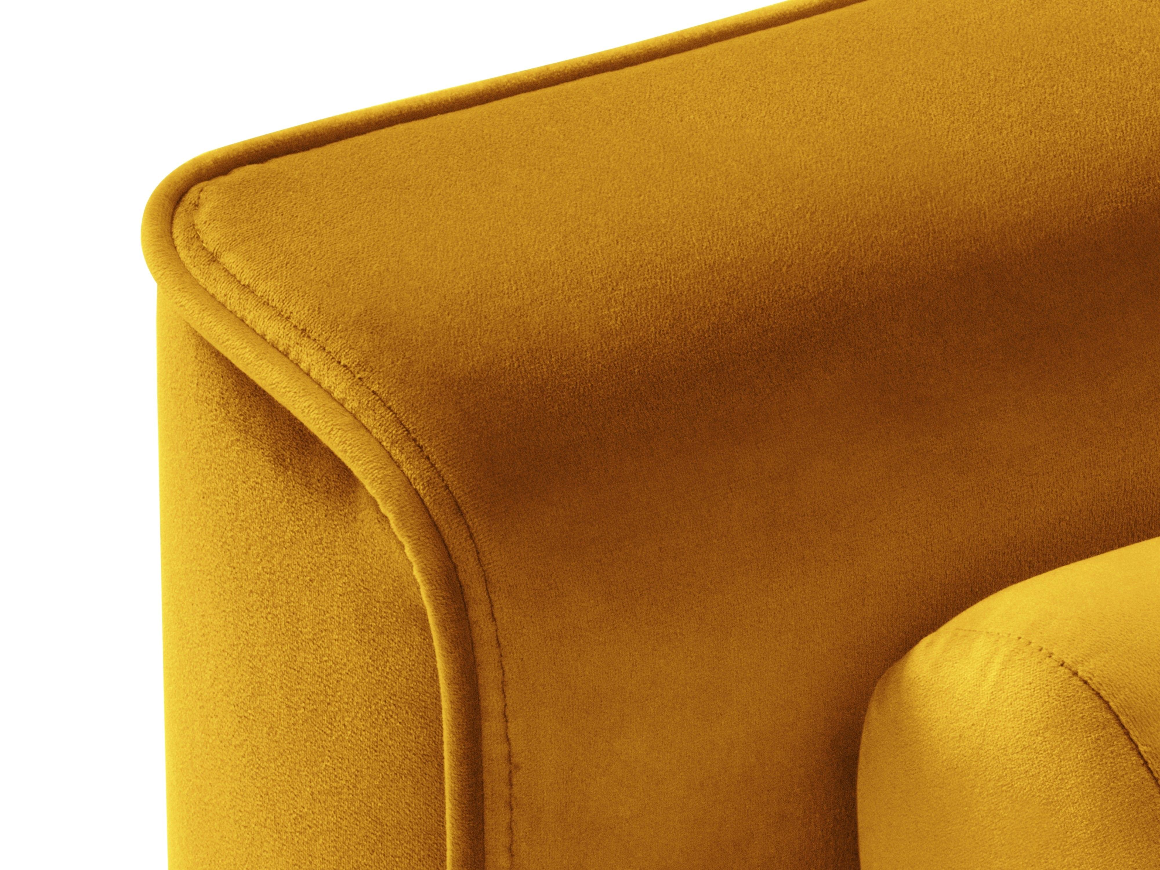 Velvet sofa with armrests