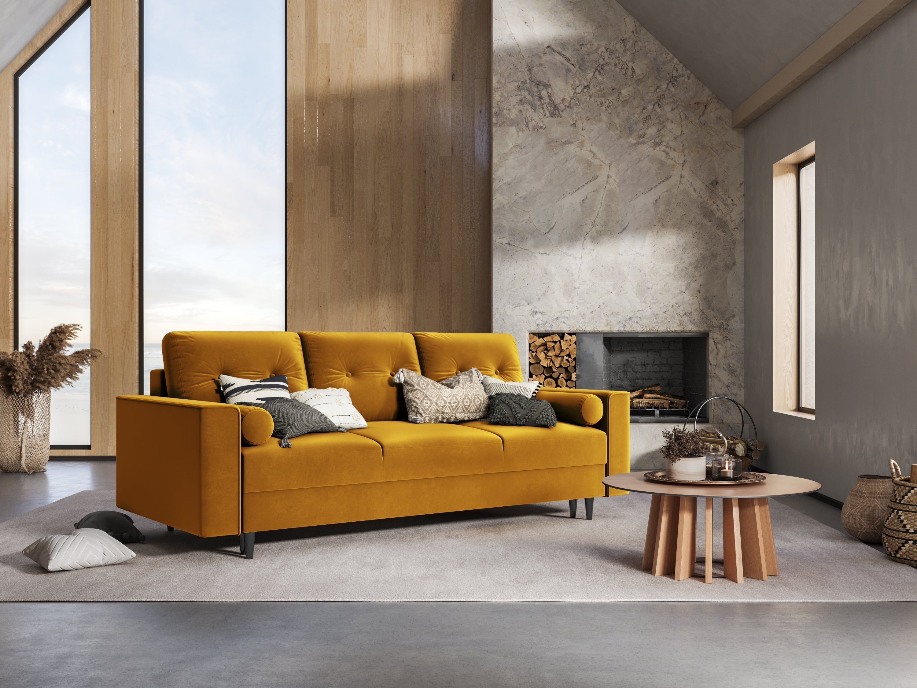 Scandinavian leon sofa yellow