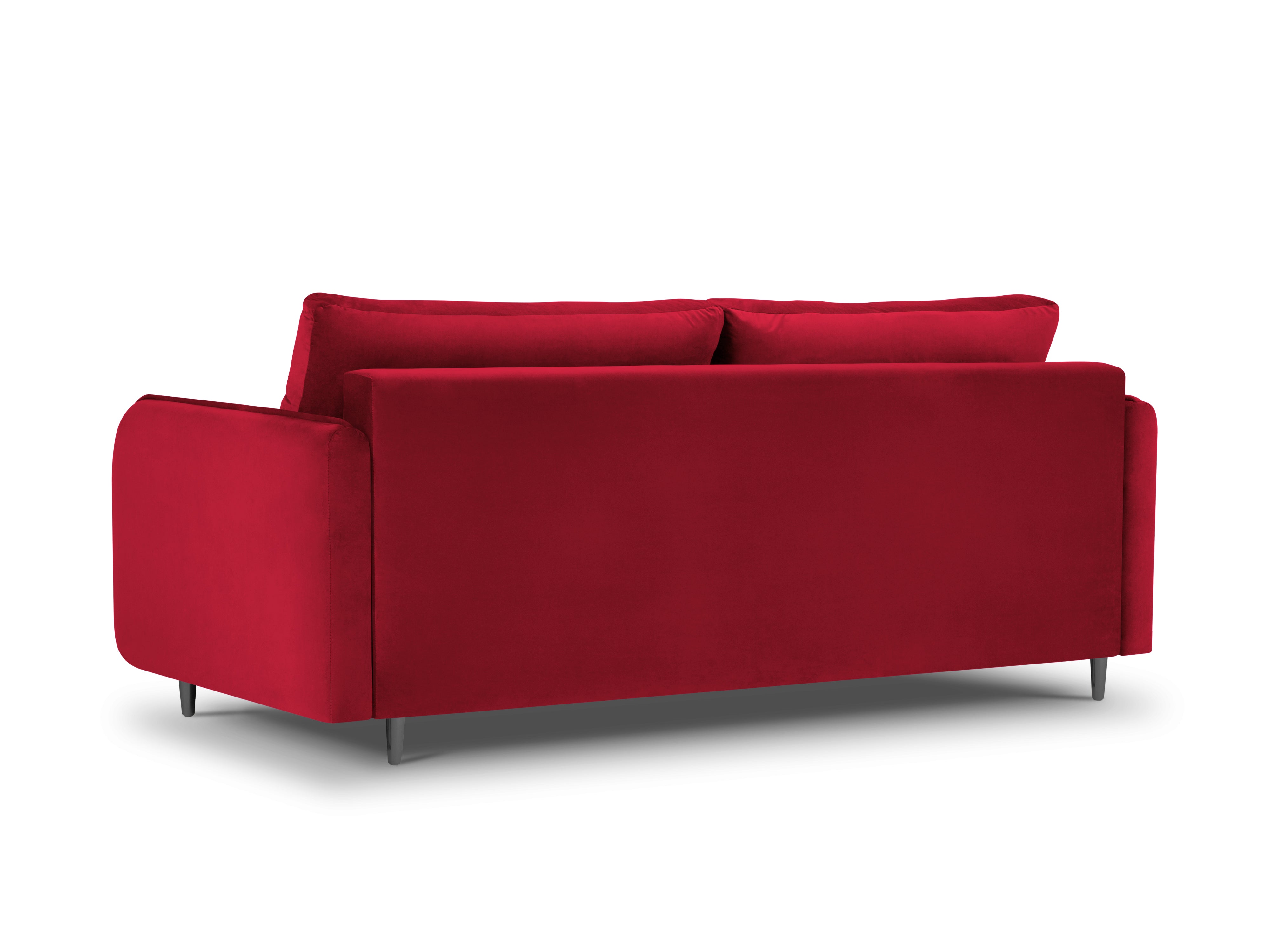 Velvet sofa with sleeping function SCALETA red with black base