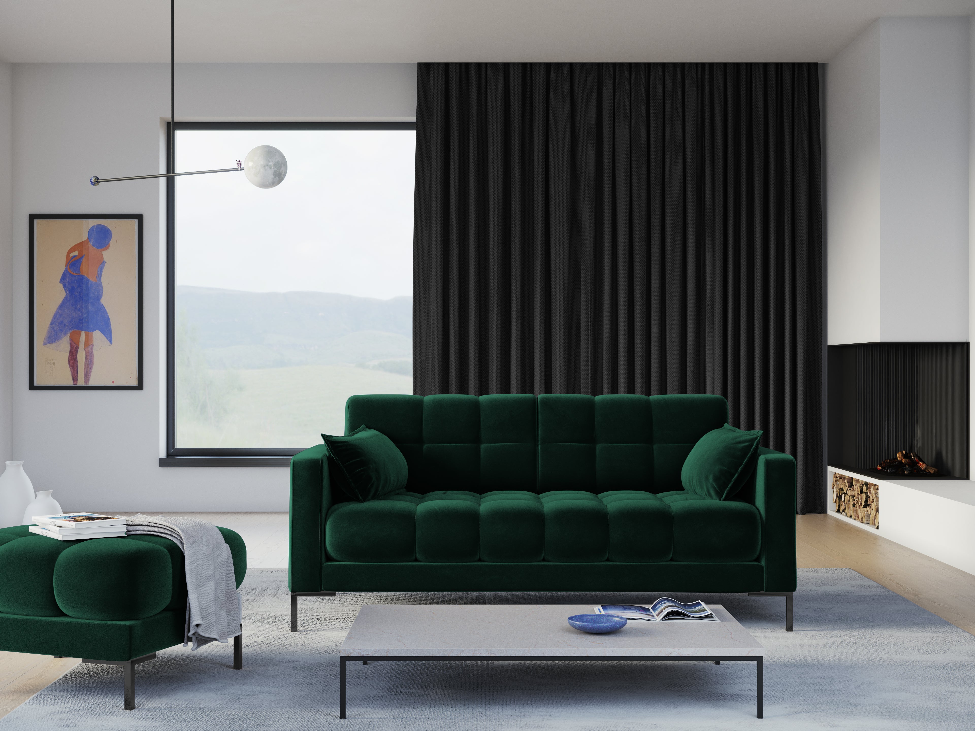 Modern green sofa for the living room