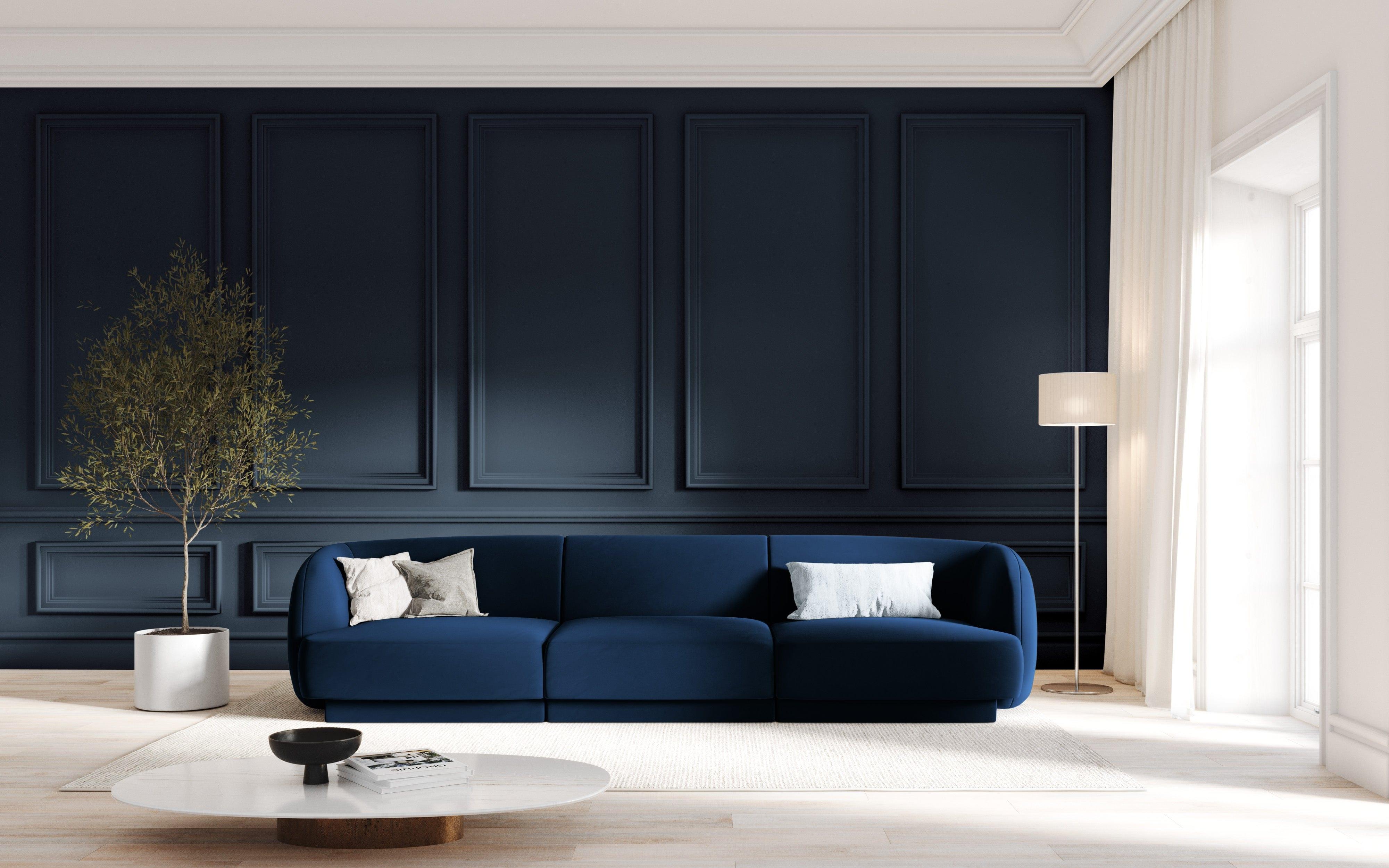 Sofa aksamitna 3-osobowa MILEY granat królewski Micadoni    Eye on Design