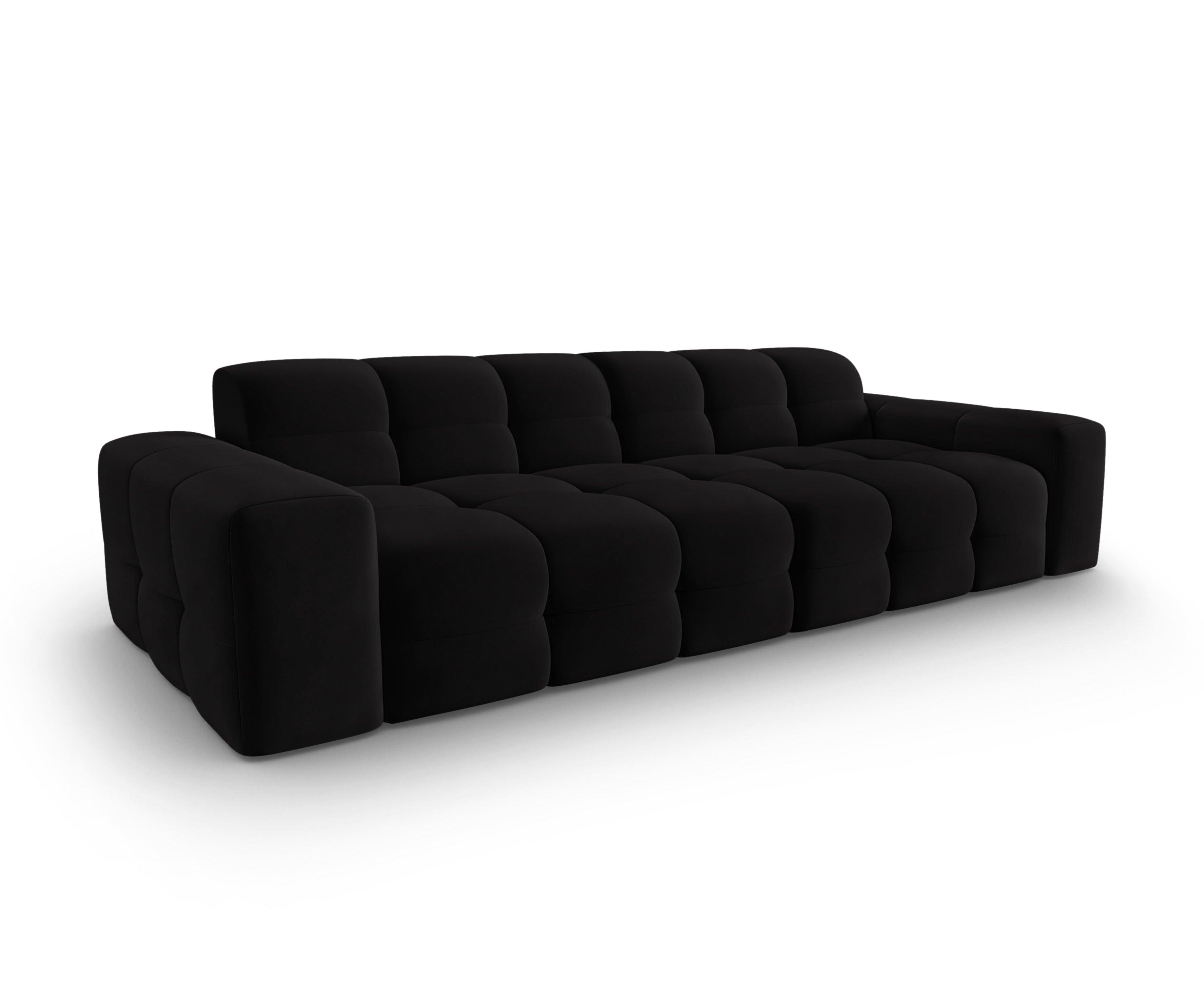 Sofa aksamitna 4-osobowa KENDAL czarny Micadoni    Eye on Design