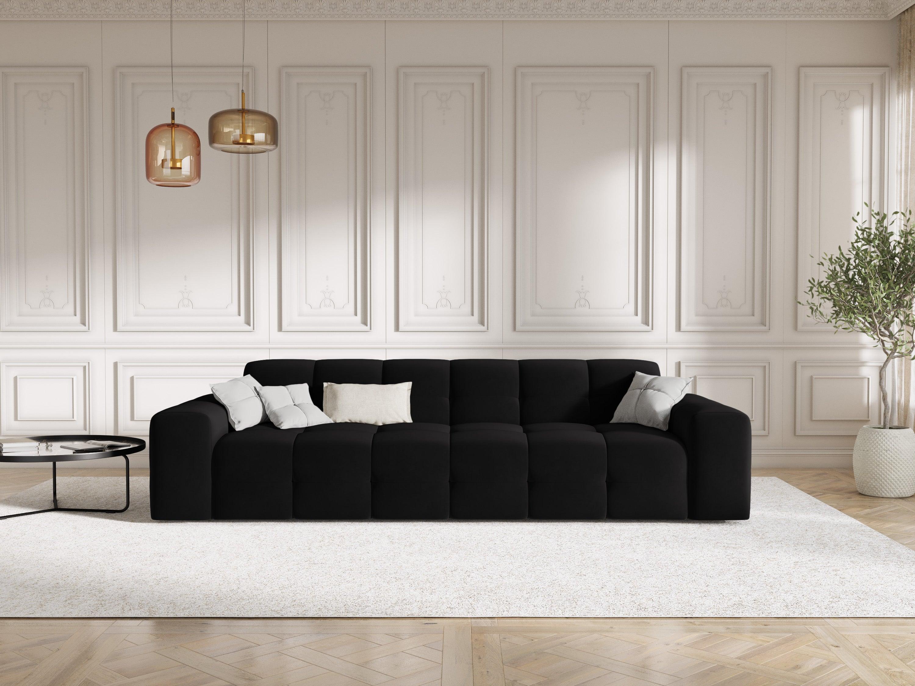 Sofa aksamitna 4-osobowa KENDAL czarny Micadoni    Eye on Design