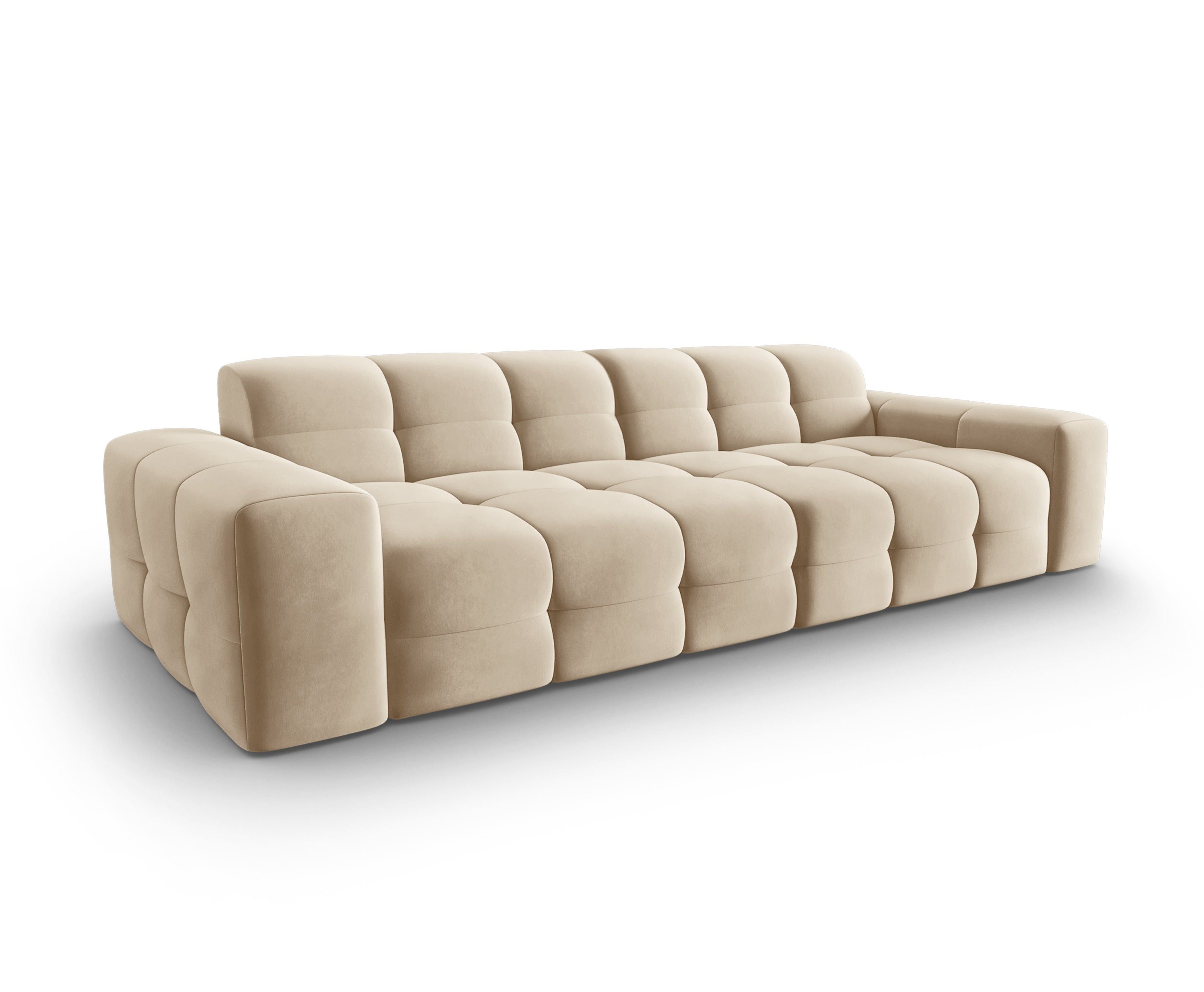 Sofa aksamitna 4-osobowa KENDAL beżowy, Micadoni, Eye on Design