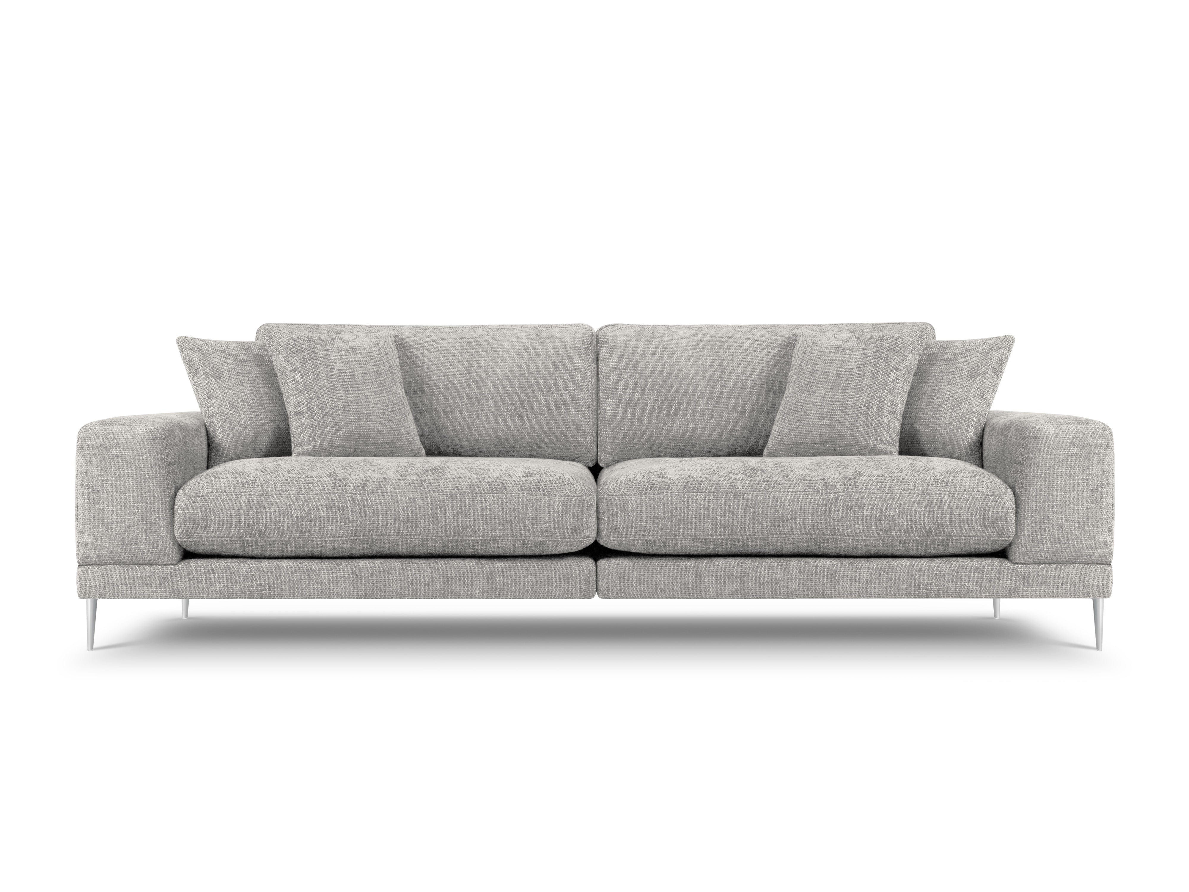 Sofa z tkaniną szenilową 4-osobowa JOG jasnoszary, Micadoni, Eye on Design