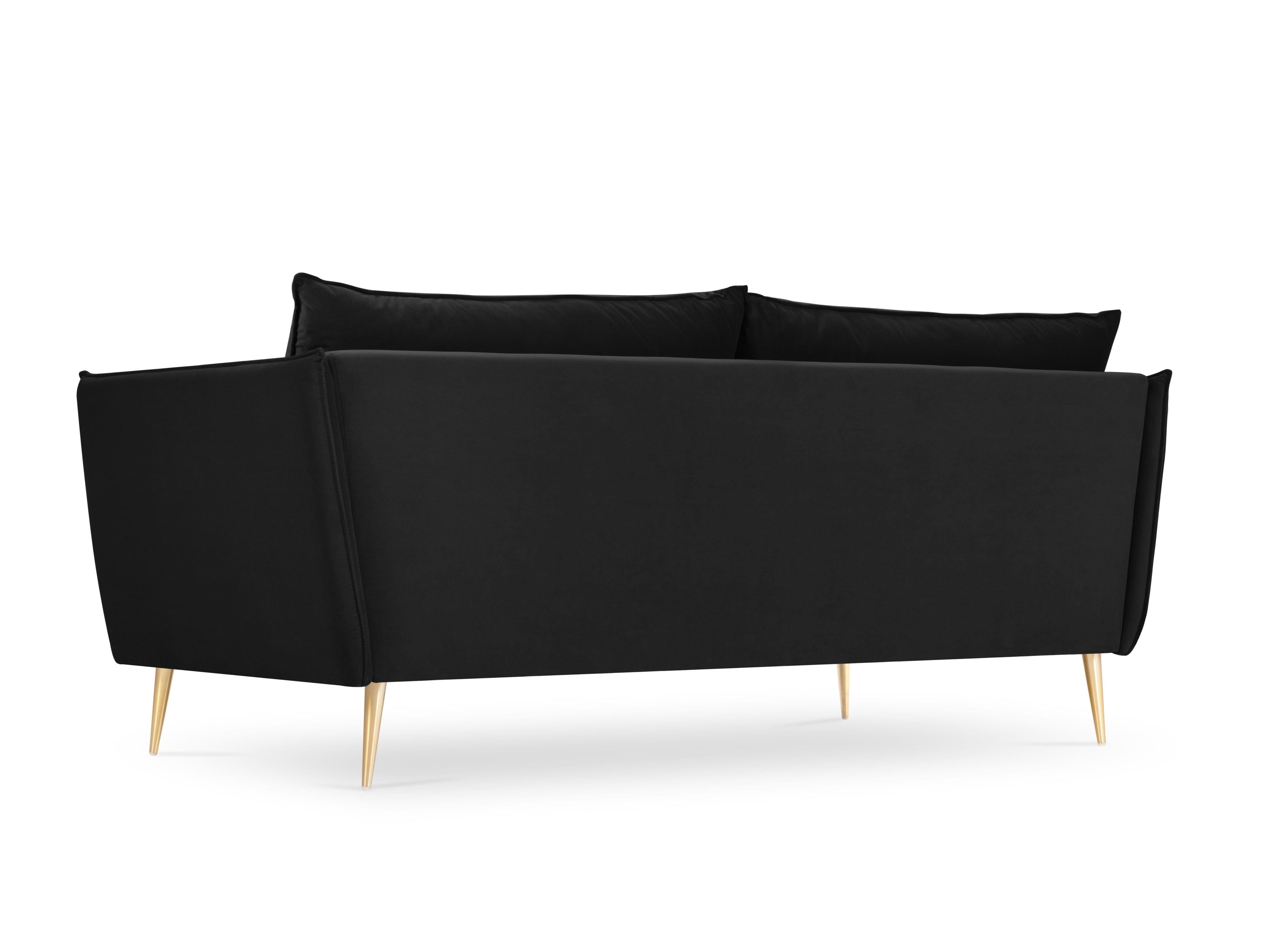 black sofa with a golden finish
