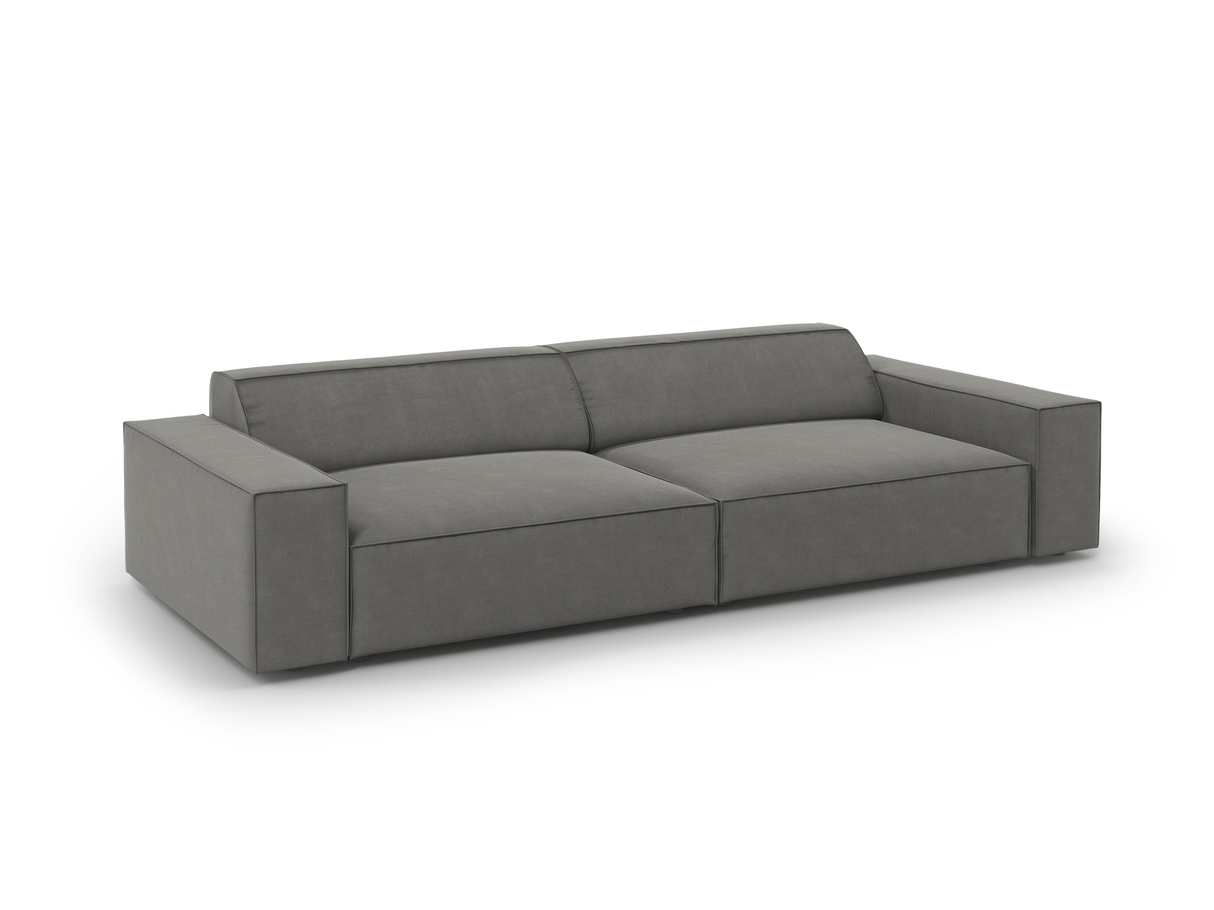 Sofa aksamitna 4-osobowa JODIE jasnoszary Micadoni    Eye on Design