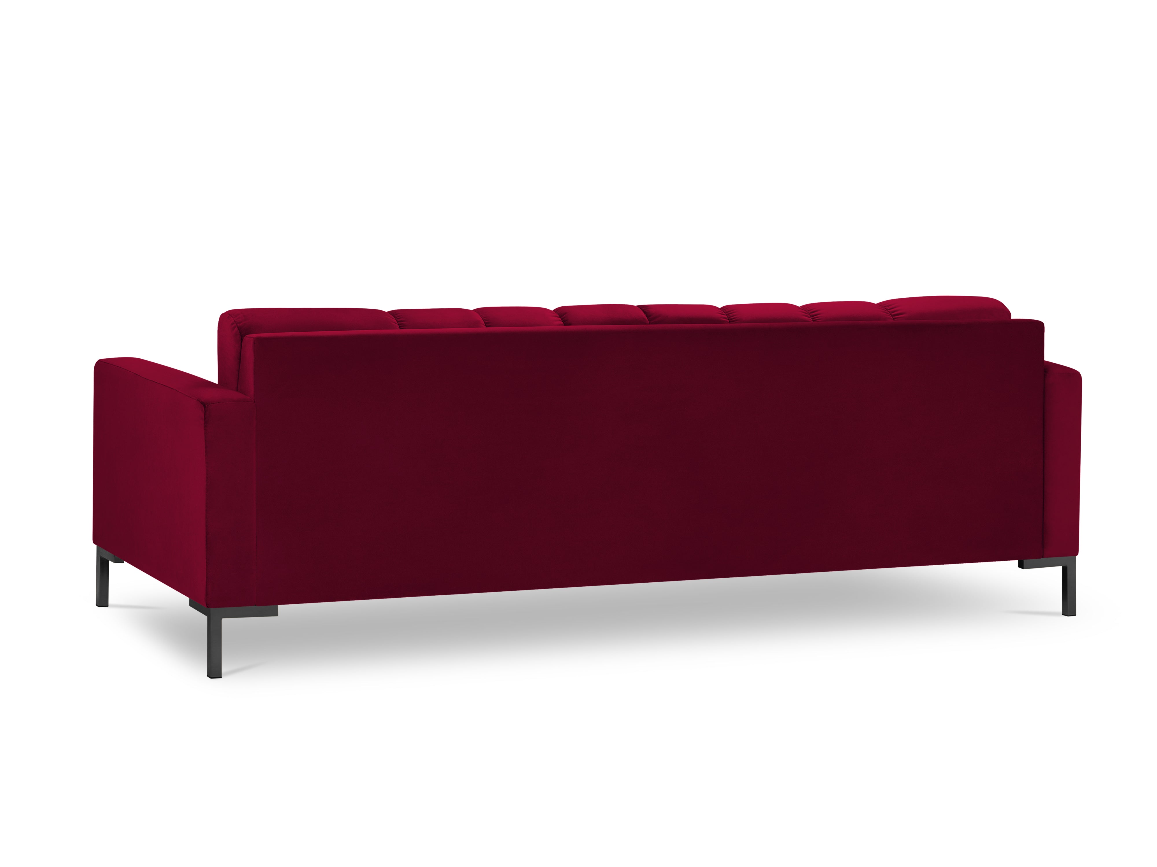 Red sofa with a black base