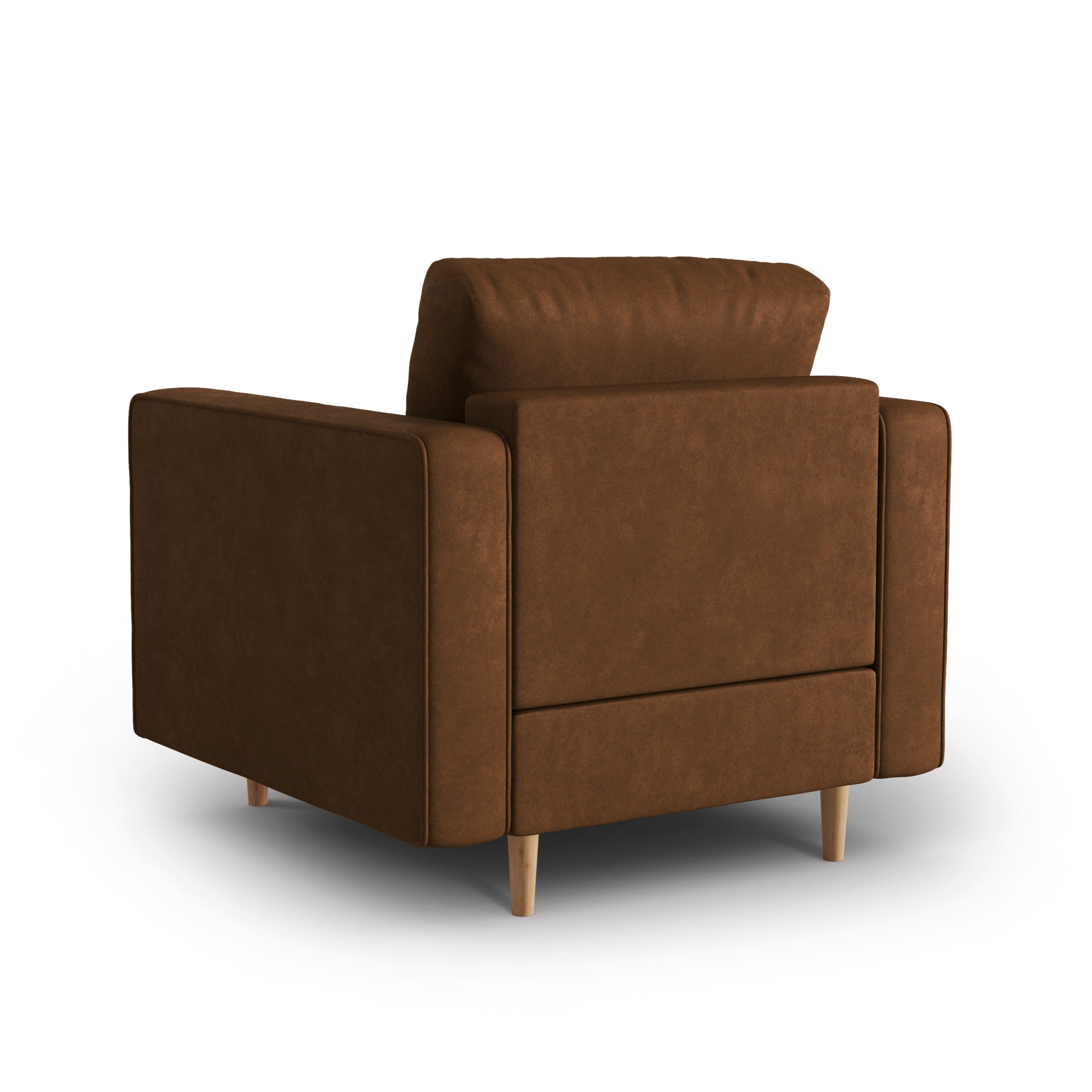 Cuoio armchair with a wooden base