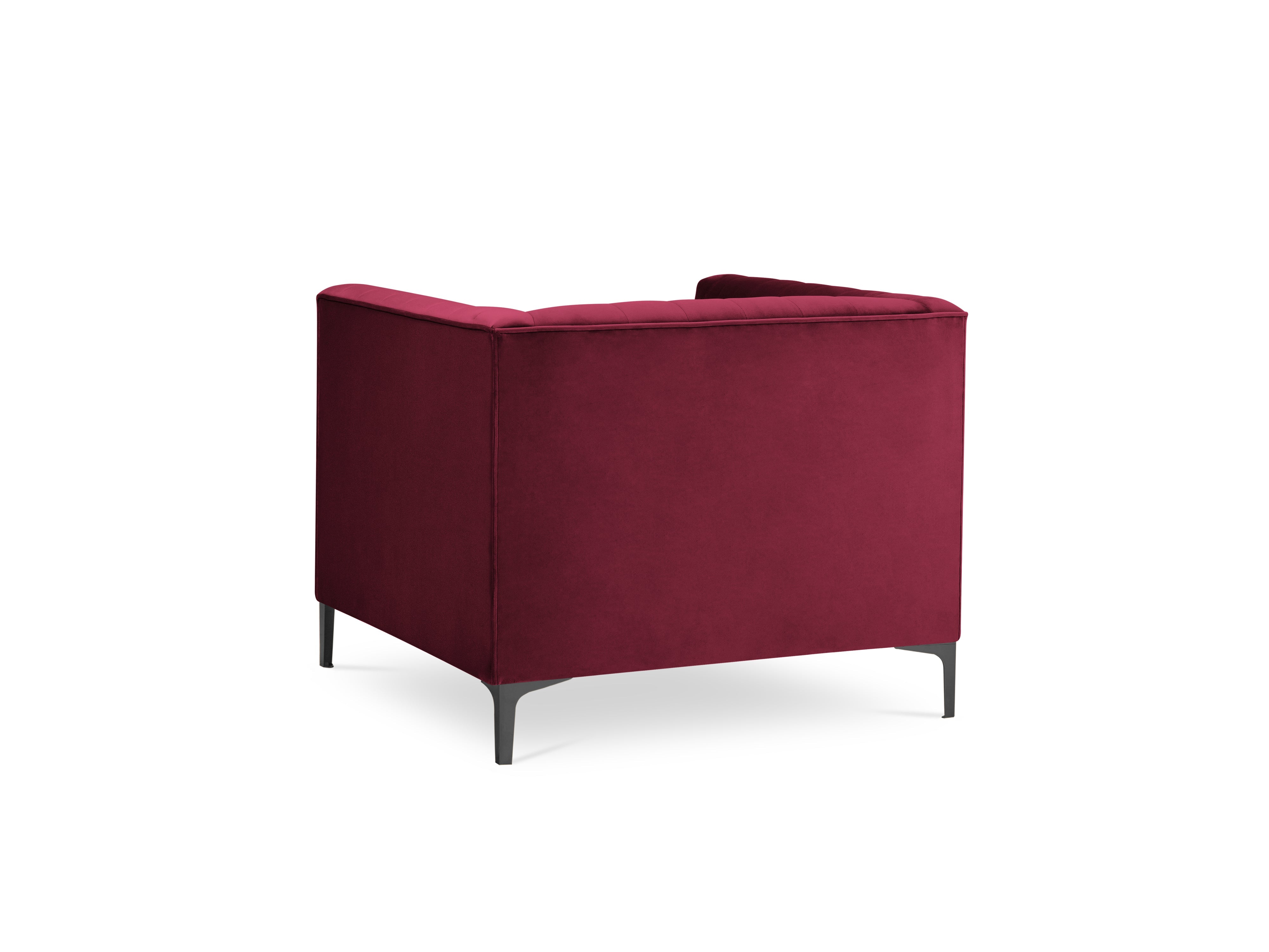 dark red armchair with a black base