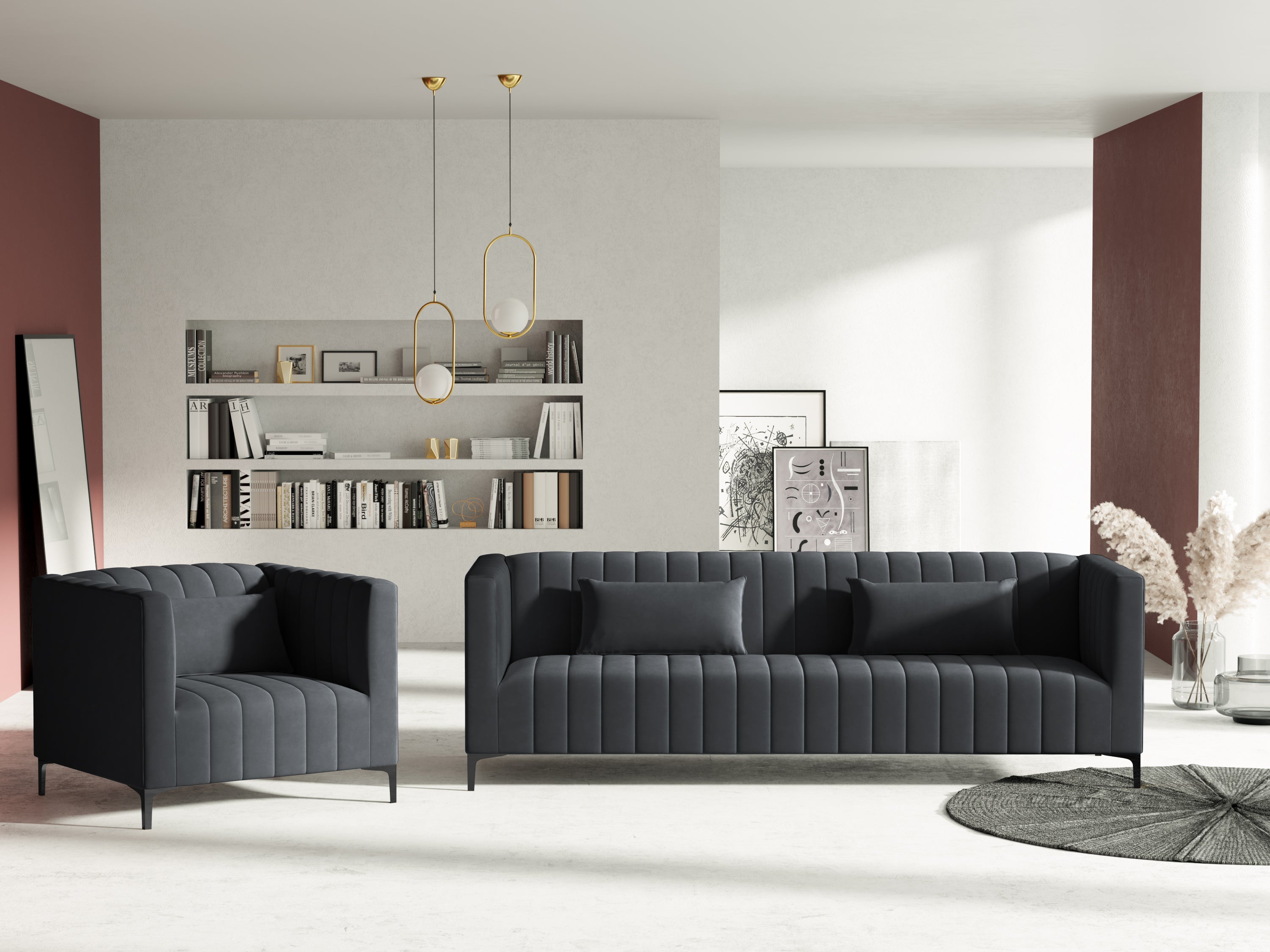 Glamor -style armchair dark gray