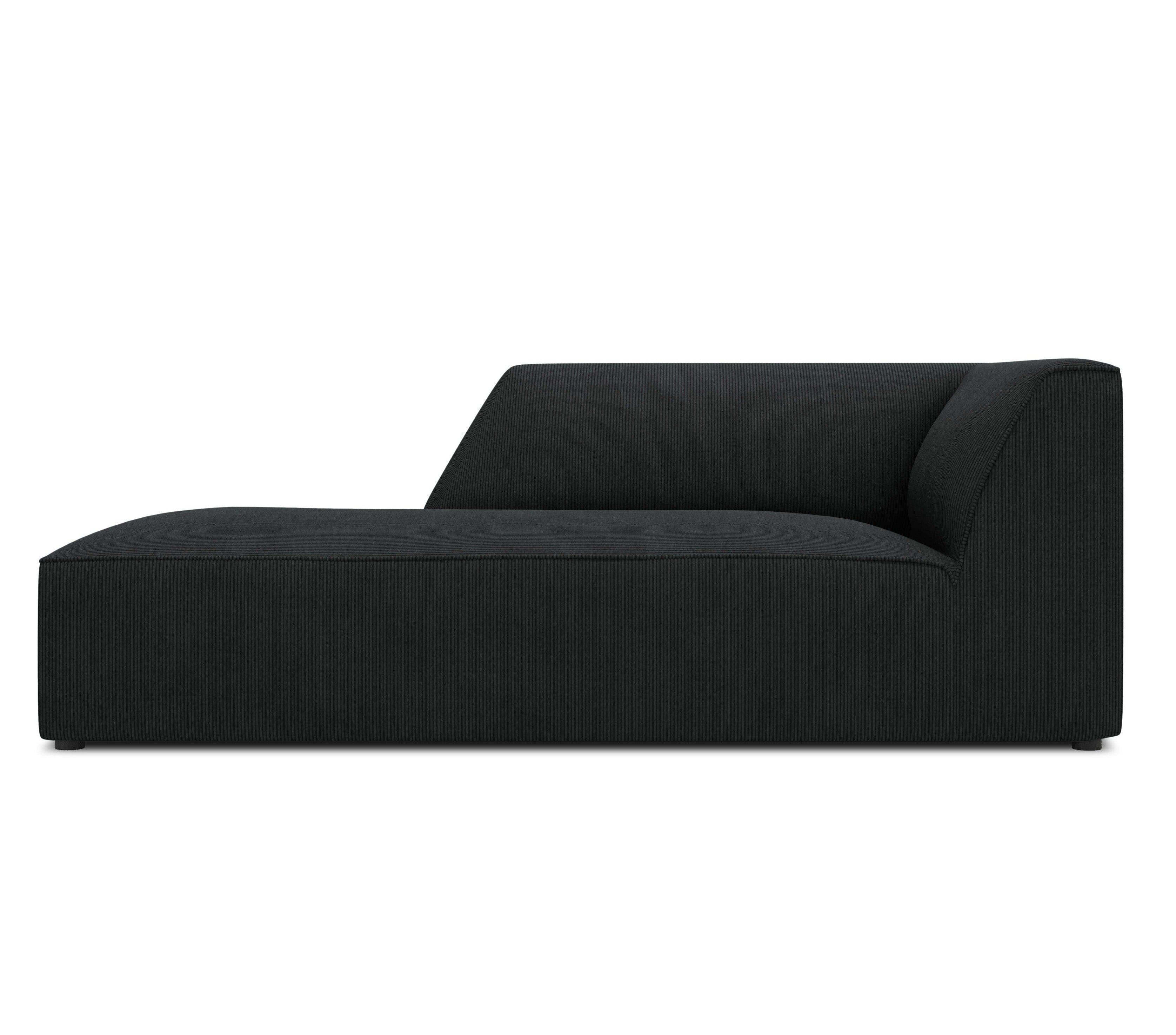 Szezlong sztruksowy lewostronny RUBY czarny Micadoni    Eye on Design