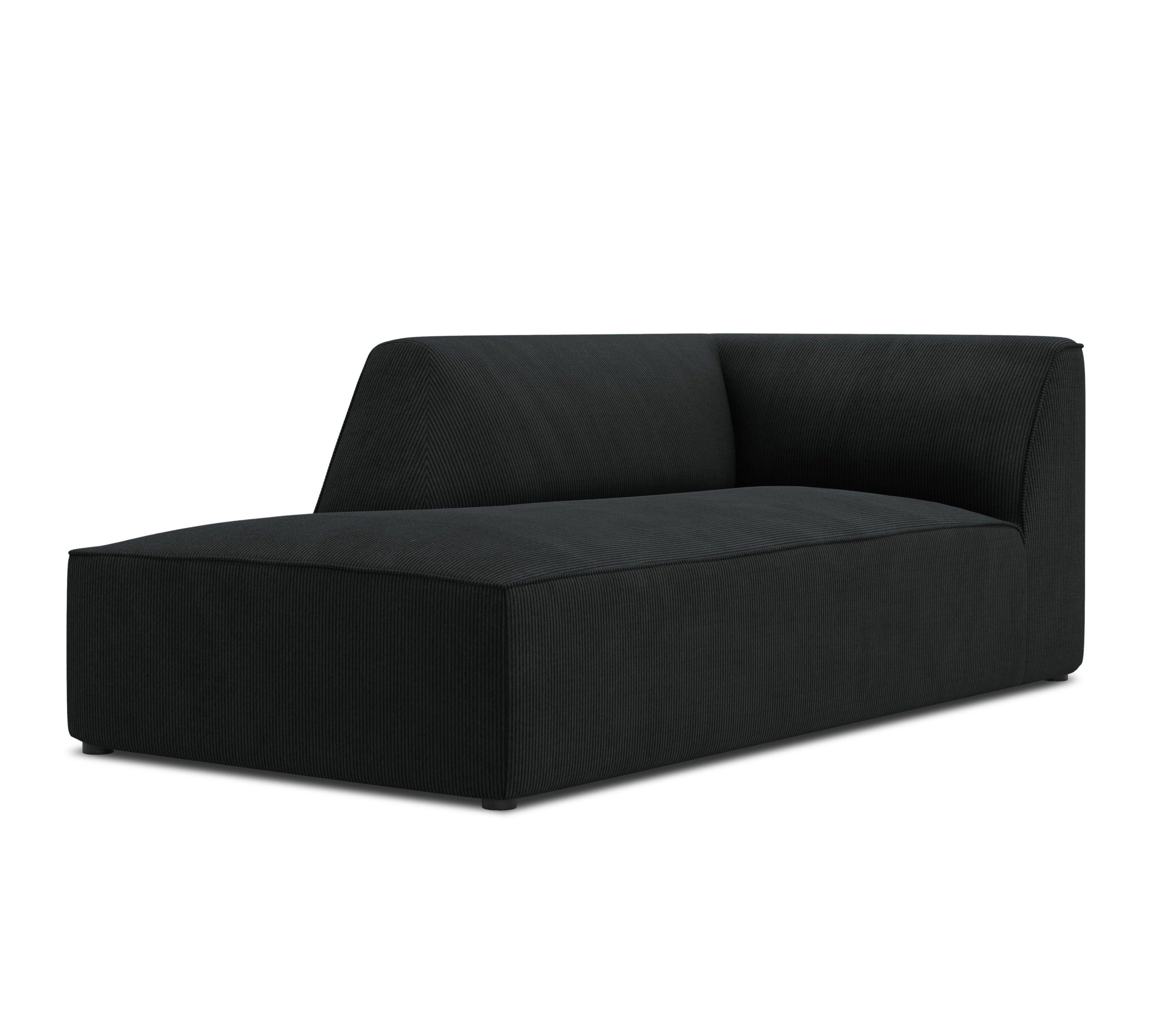 Szezlong sztruksowy lewostronny RUBY czarny Micadoni    Eye on Design