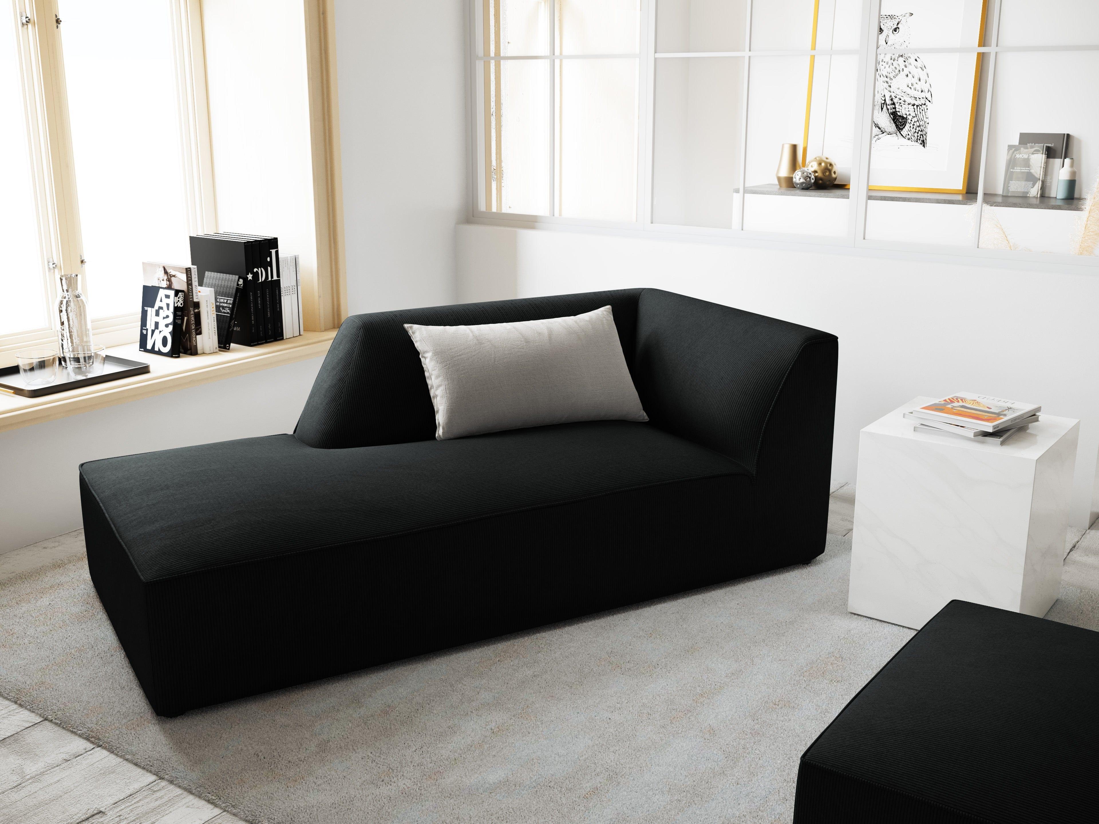 Szezlong sztruksowy lewostronny RUBY czarny Micadoni    Eye on Design