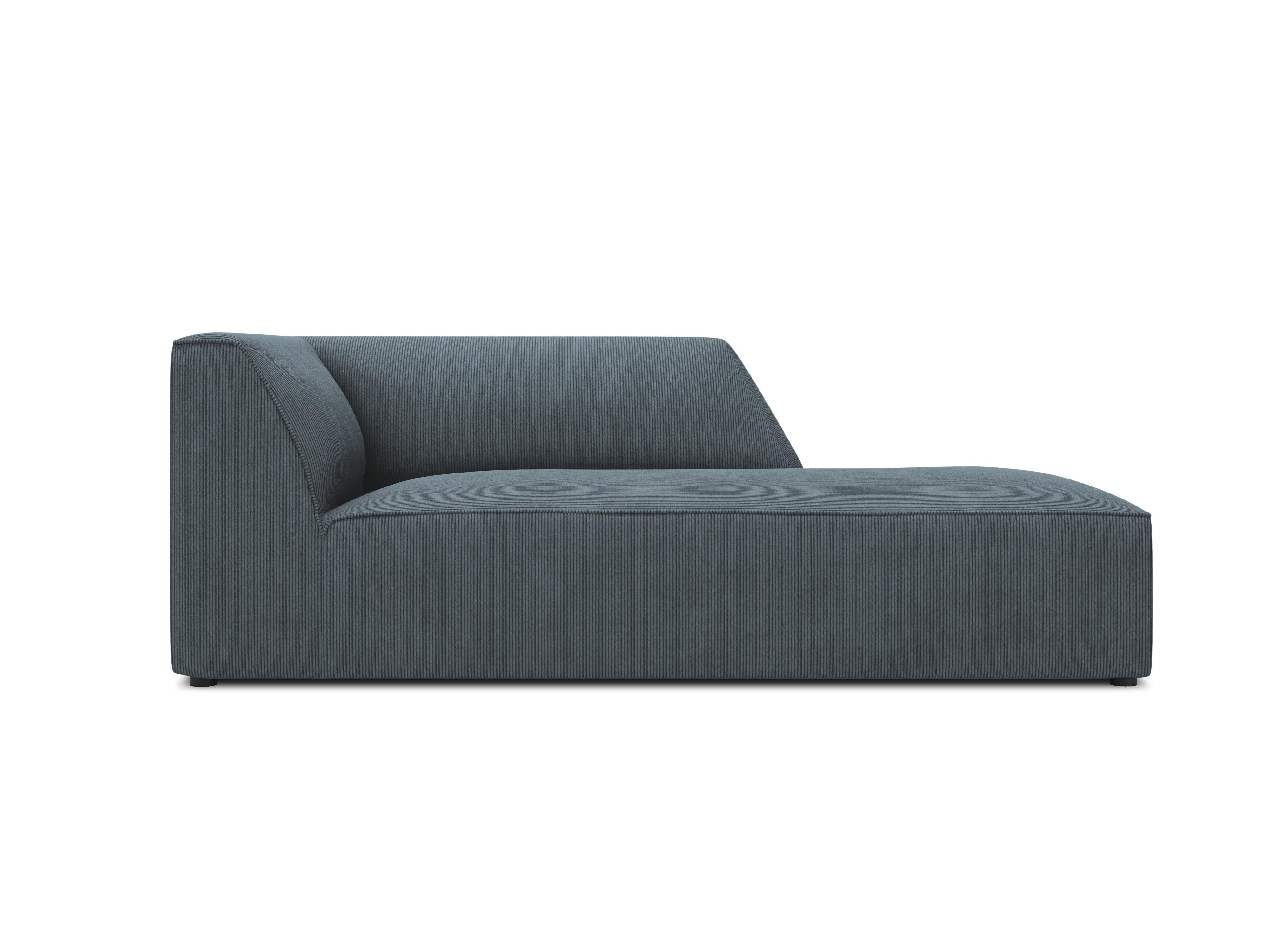 Szezlong sztruksowy prawostronny RUBY niebieski Micadoni    Eye on Design