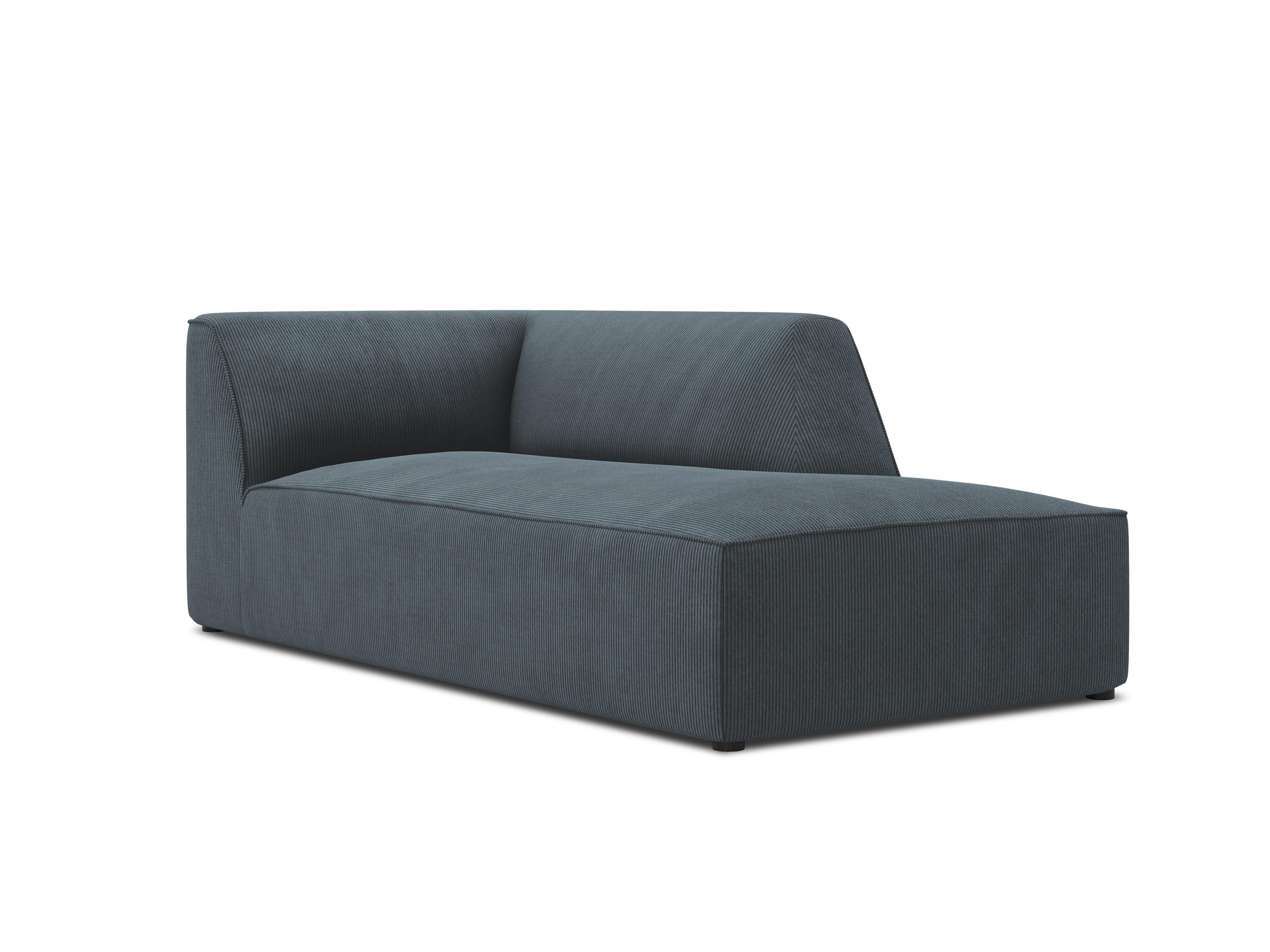 Szezlong sztruksowy prawostronny RUBY niebieski Micadoni    Eye on Design