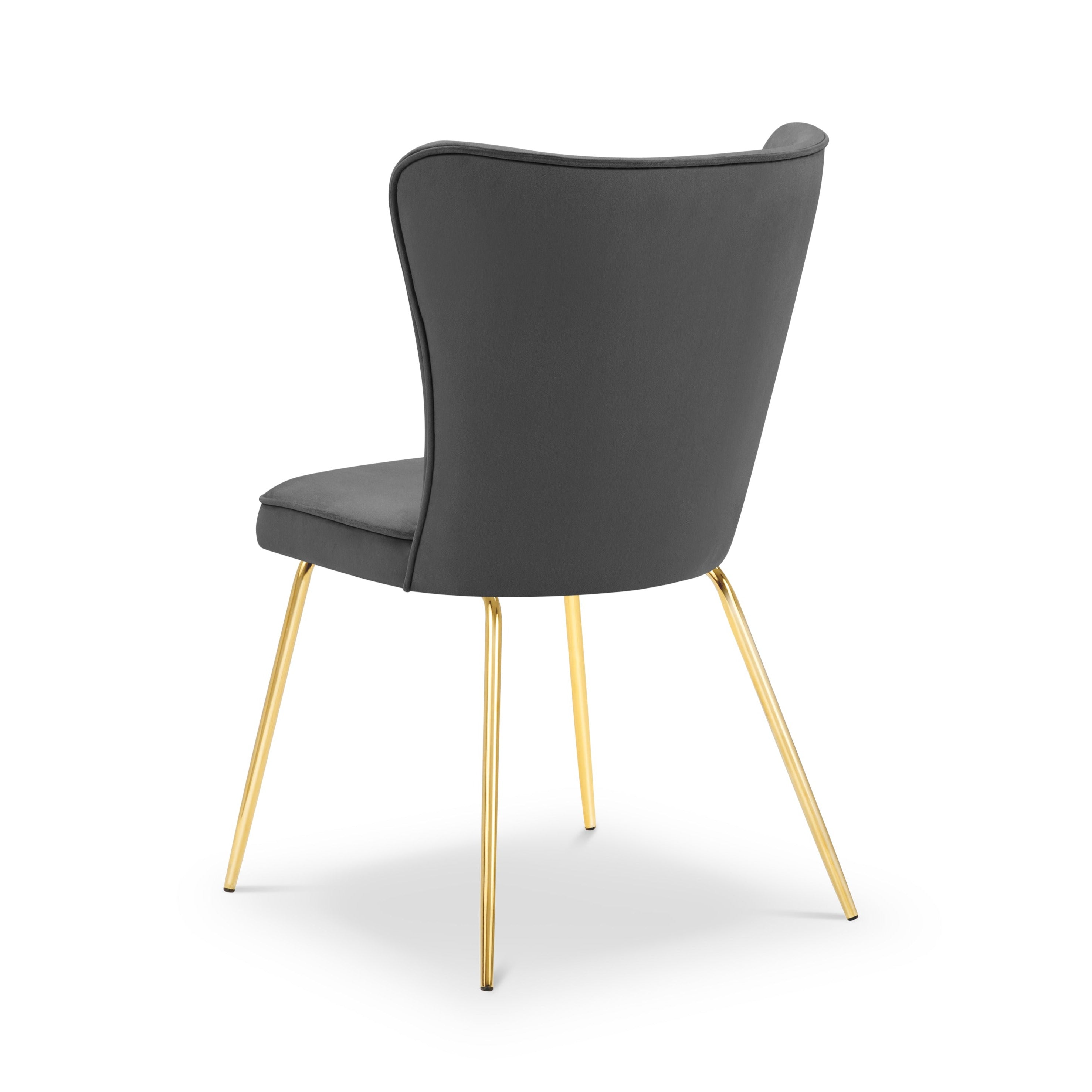 A dark gray chair without armrests