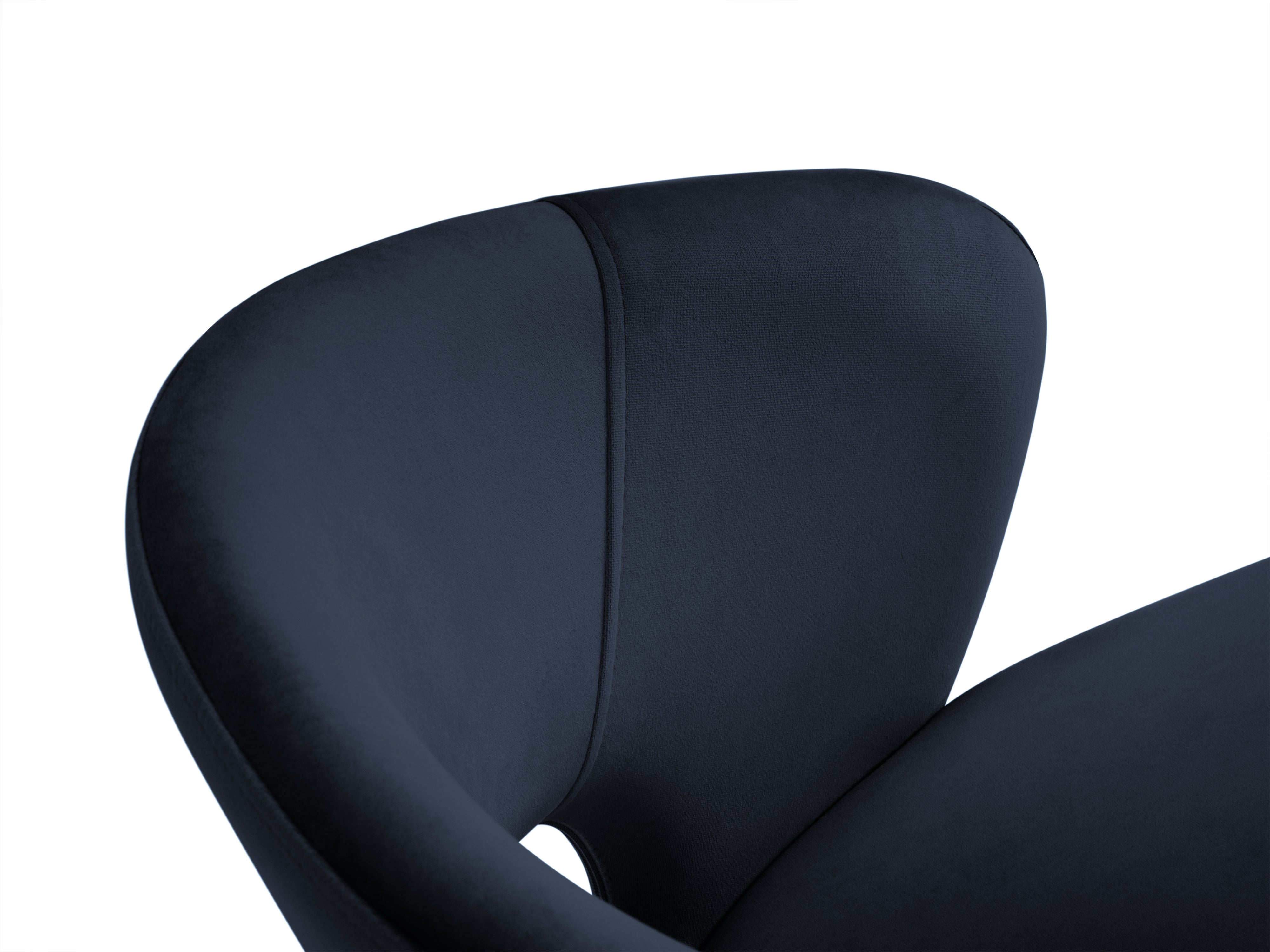 A dark blue chair with glossy