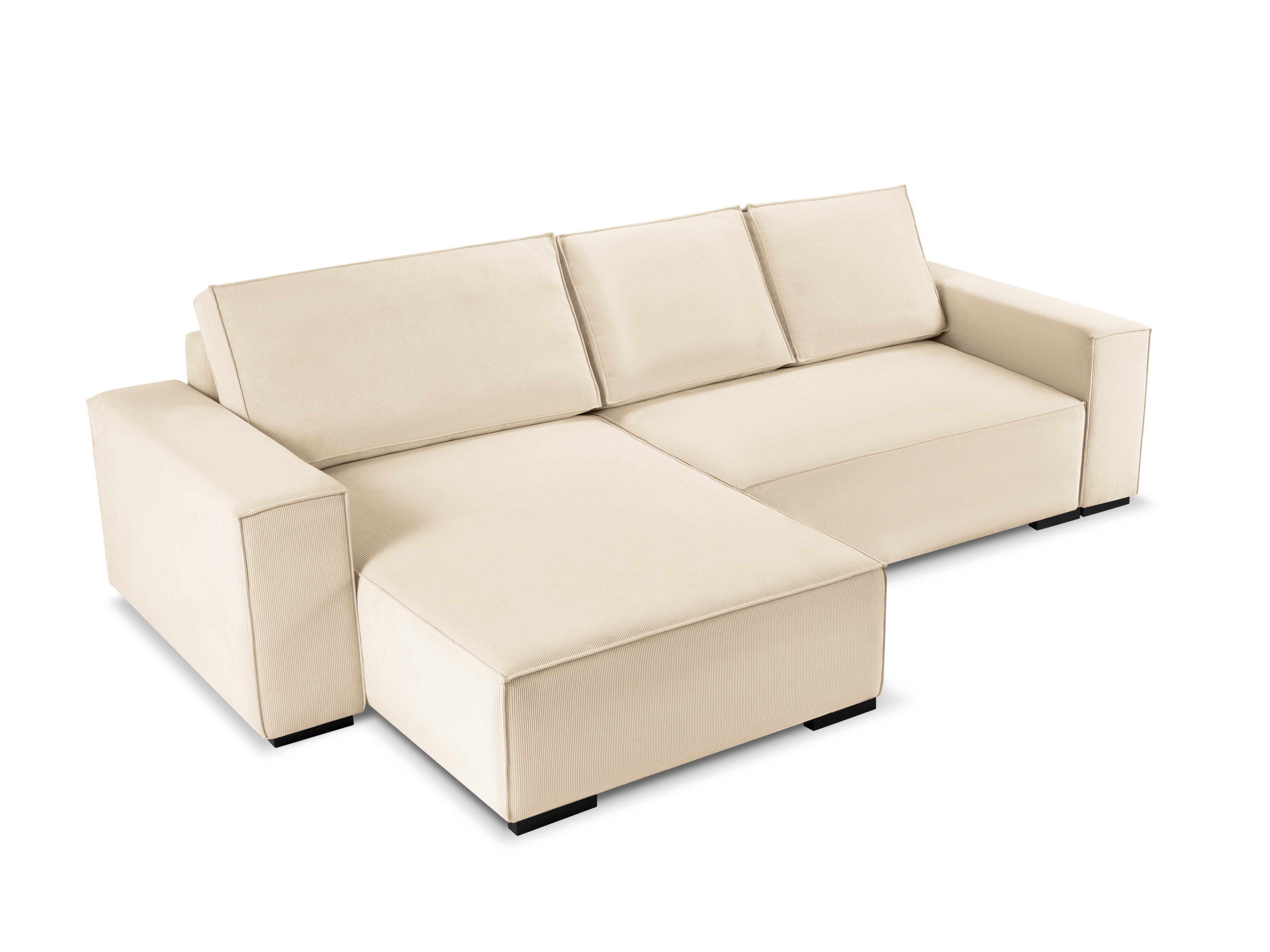 Corduroy corner sofa with a sleeping function EVELINE beige