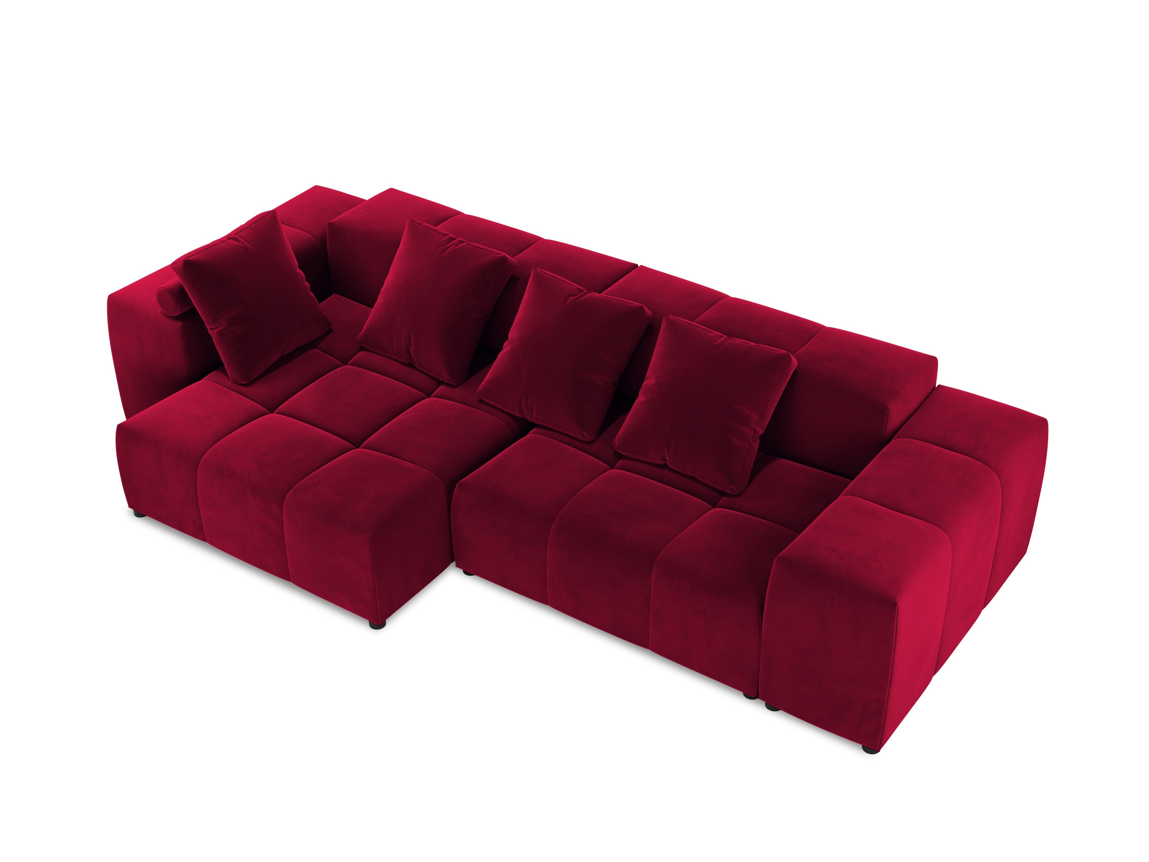 Modular velvet 4-seater sofa MARGO red