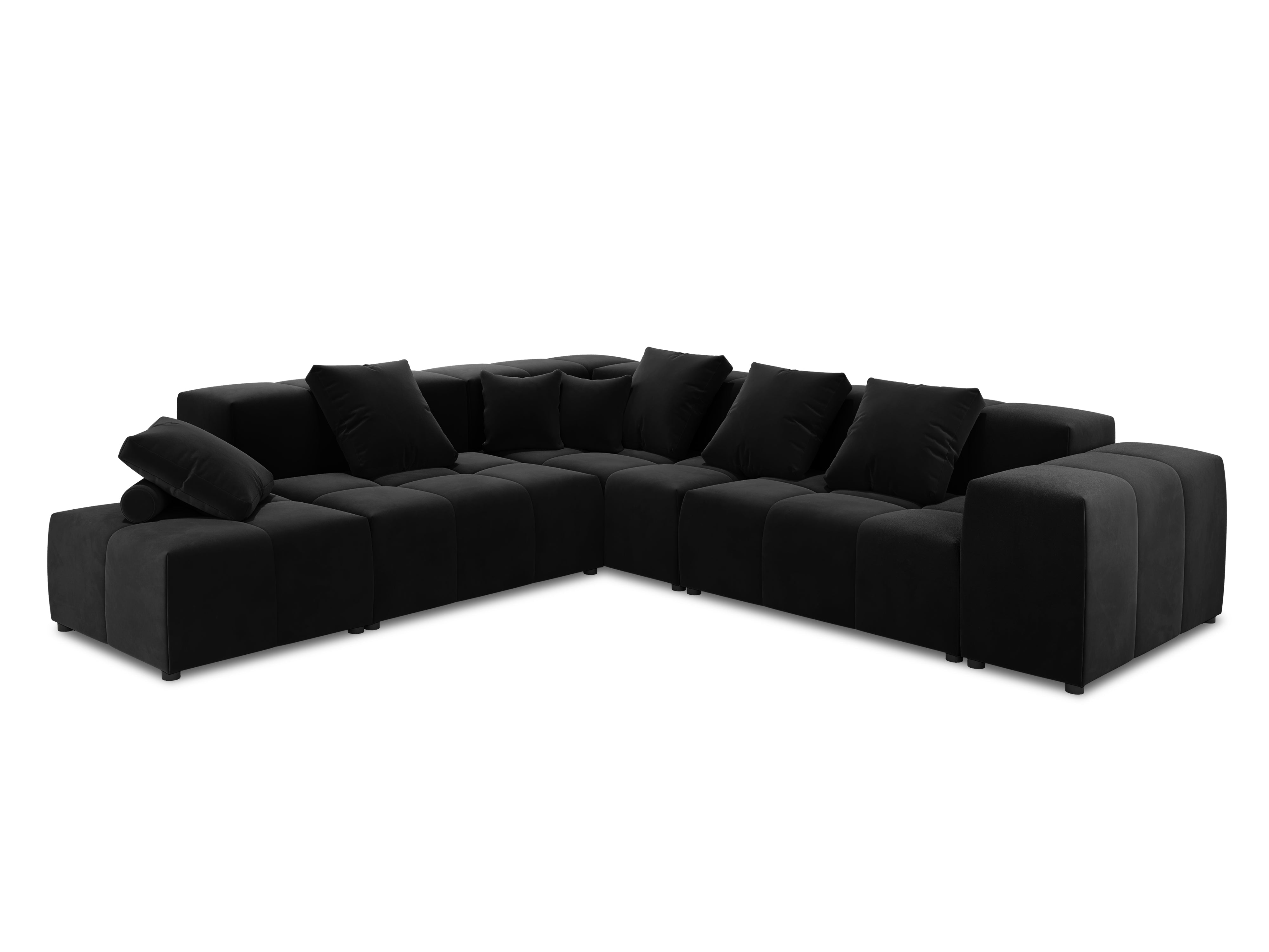 Modular velvet corner sofa MARGO large 5 seater black
