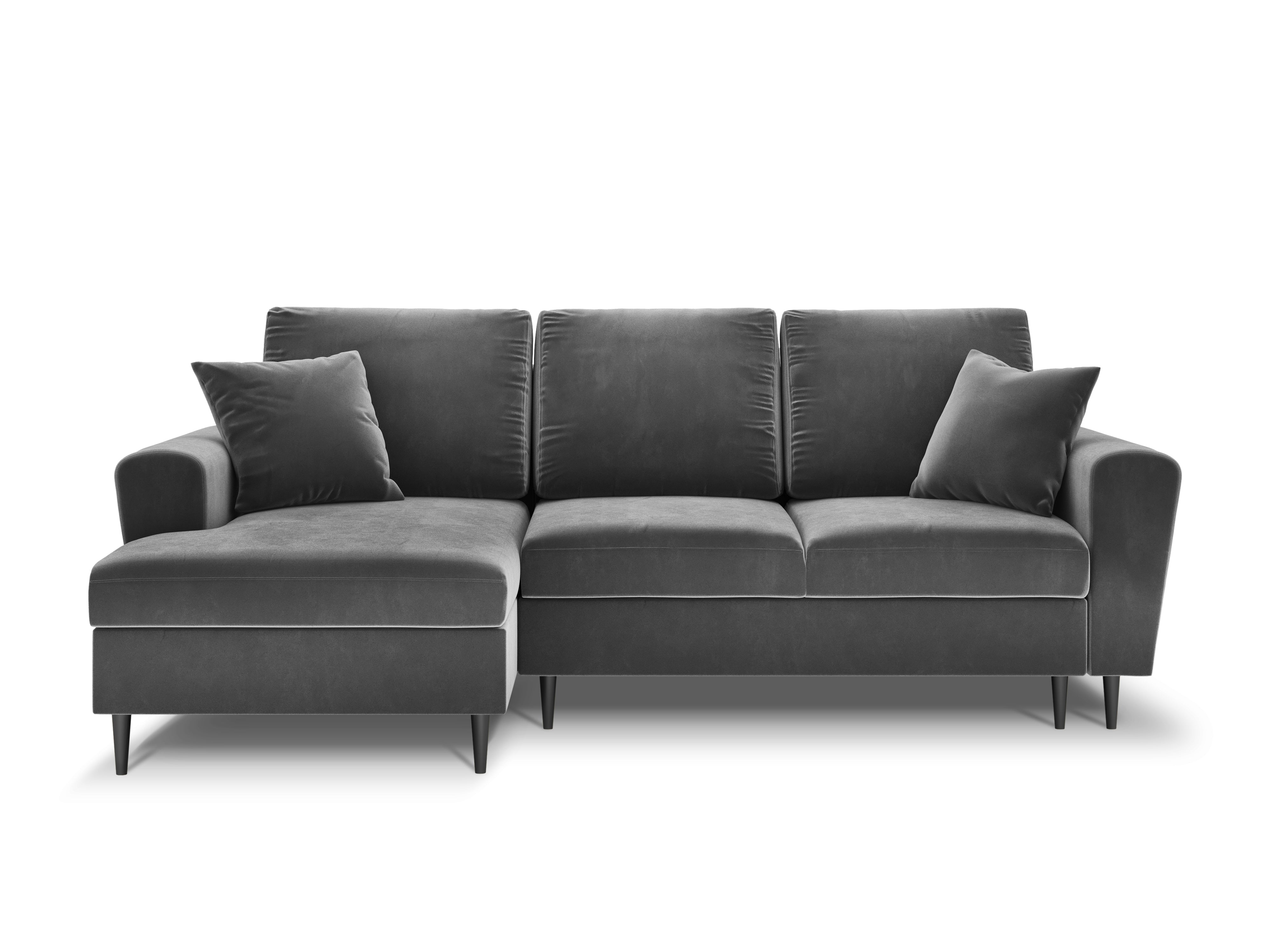 Velvet corner sofa with pillows