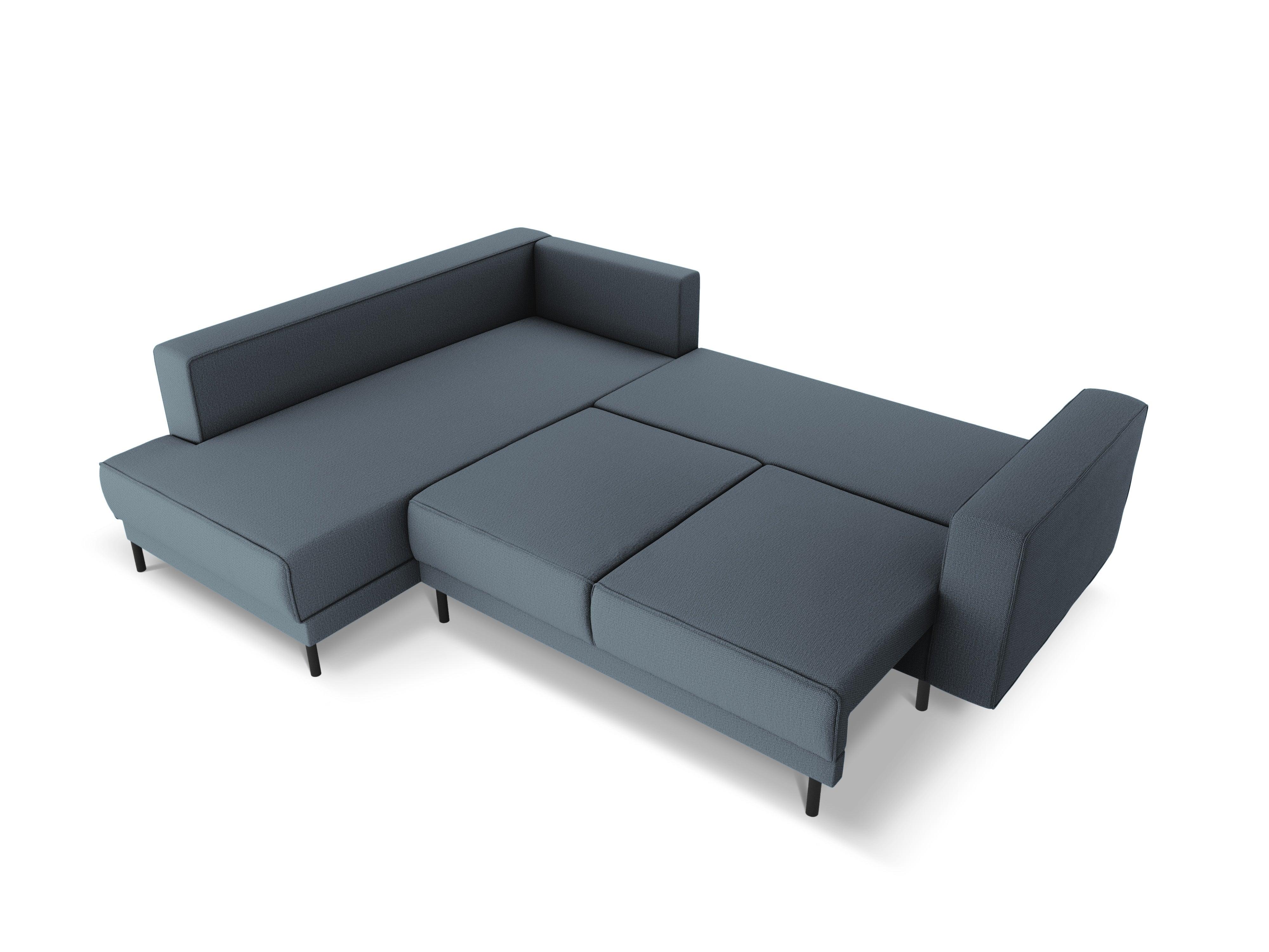 Narożnik lewostronny z funkcją spania CARO niebieski Micadoni    Eye on Design