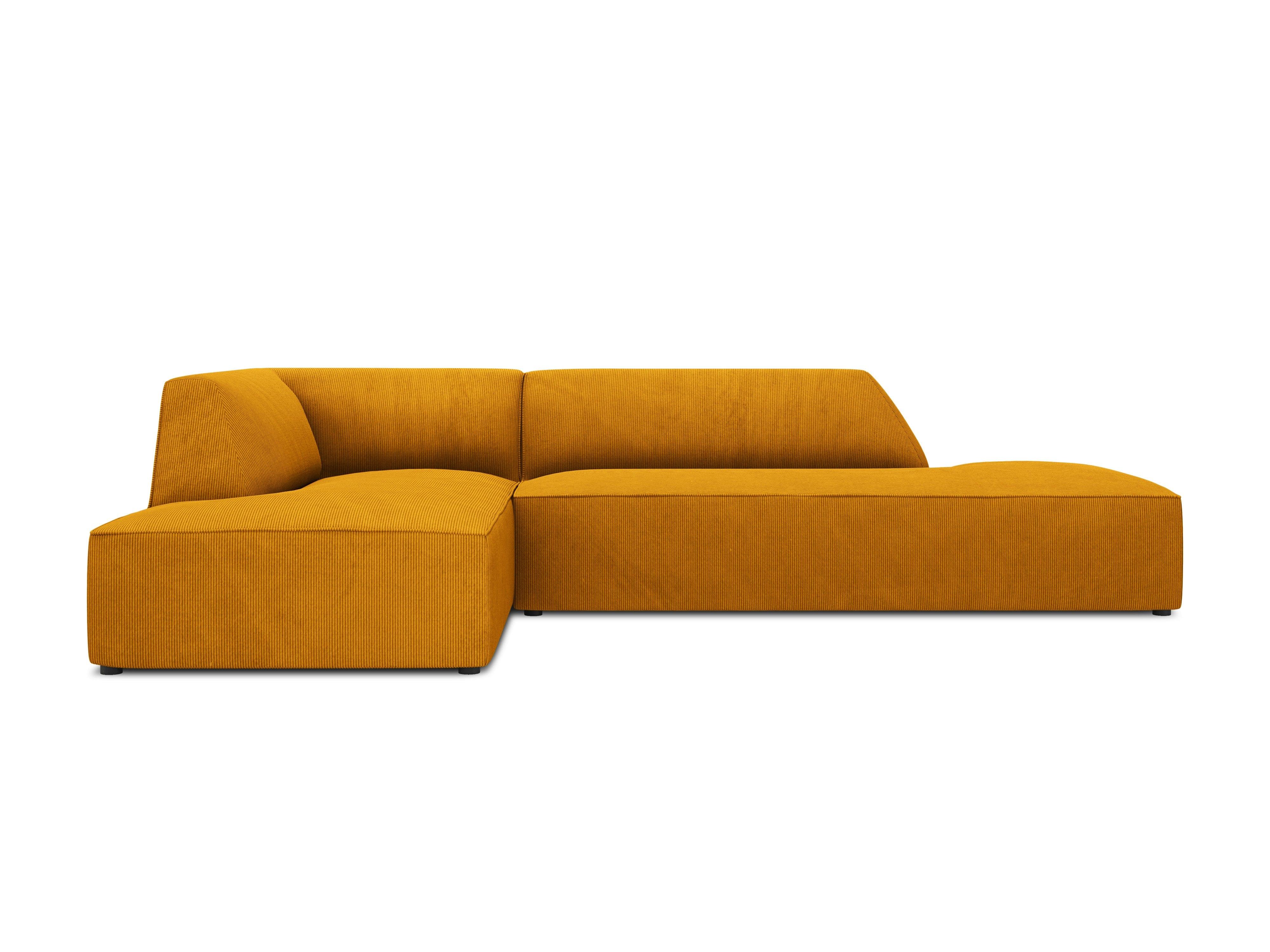 Sofa narożna sztruksowa lewostronna RUBY żółty Micadoni    Eye on Design