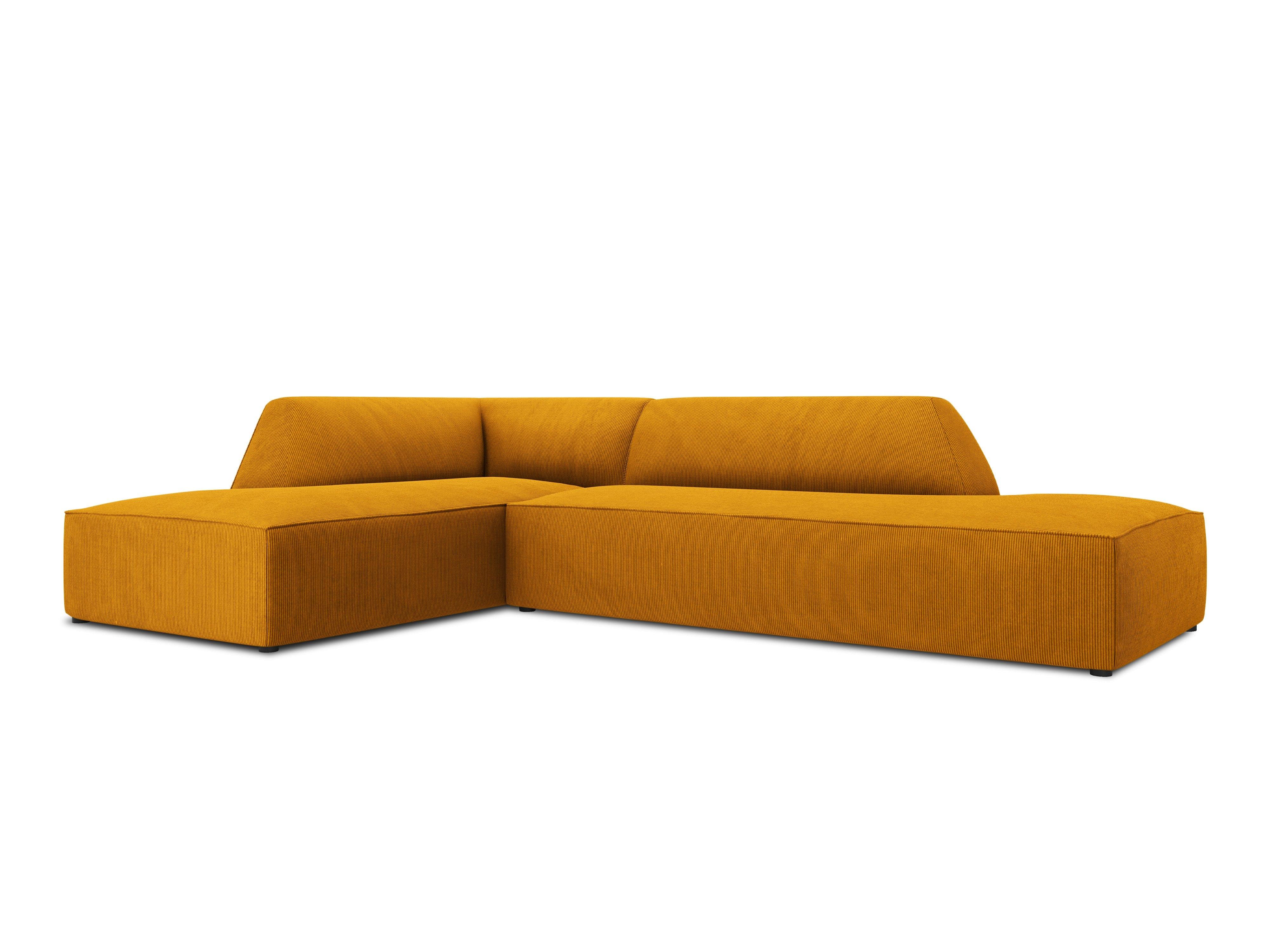 Sofa narożna sztruksowa lewostronna RUBY żółty Micadoni    Eye on Design