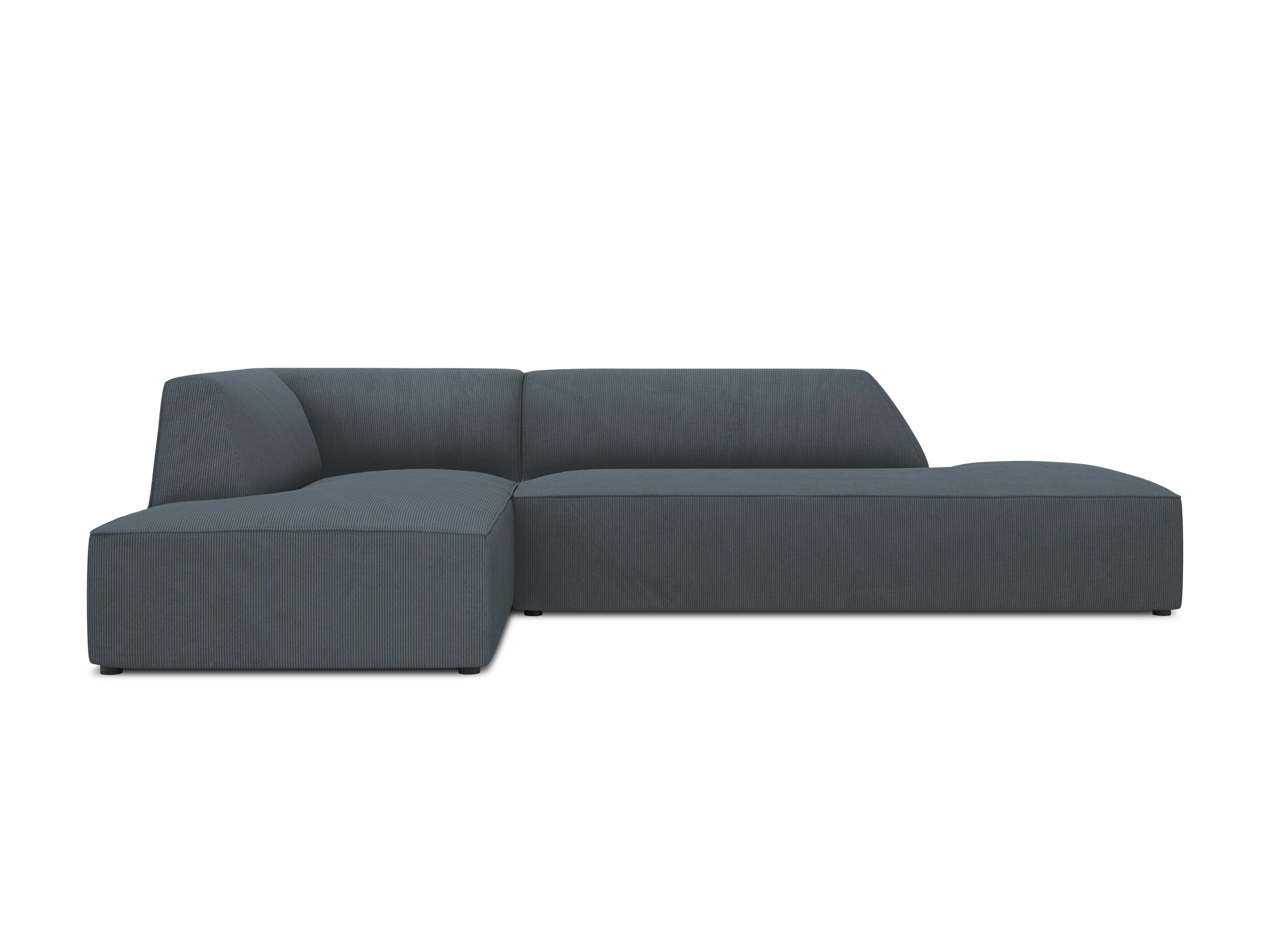Sofa narożna sztruksowa lewostronna RUBY niebieski Micadoni    Eye on Design