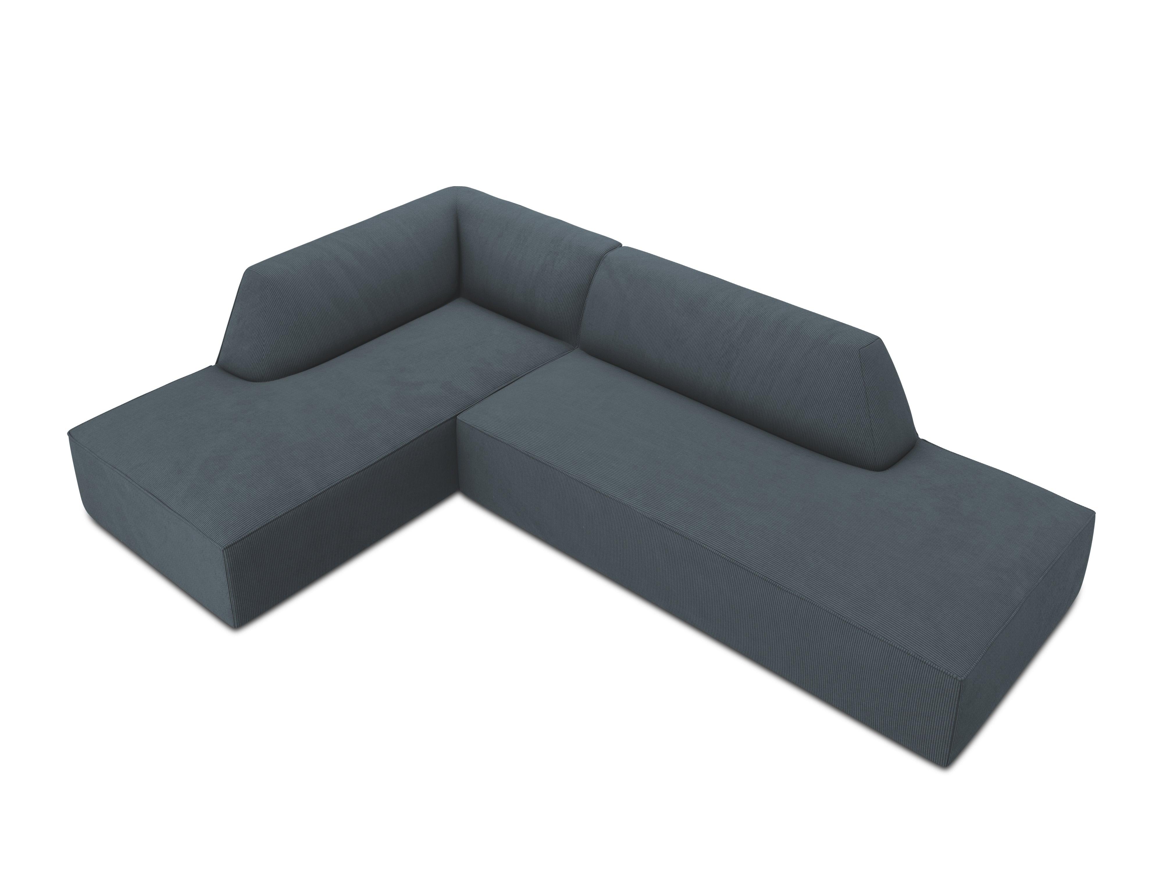 Sofa narożna sztruksowa lewostronna RUBY niebieski Micadoni    Eye on Design