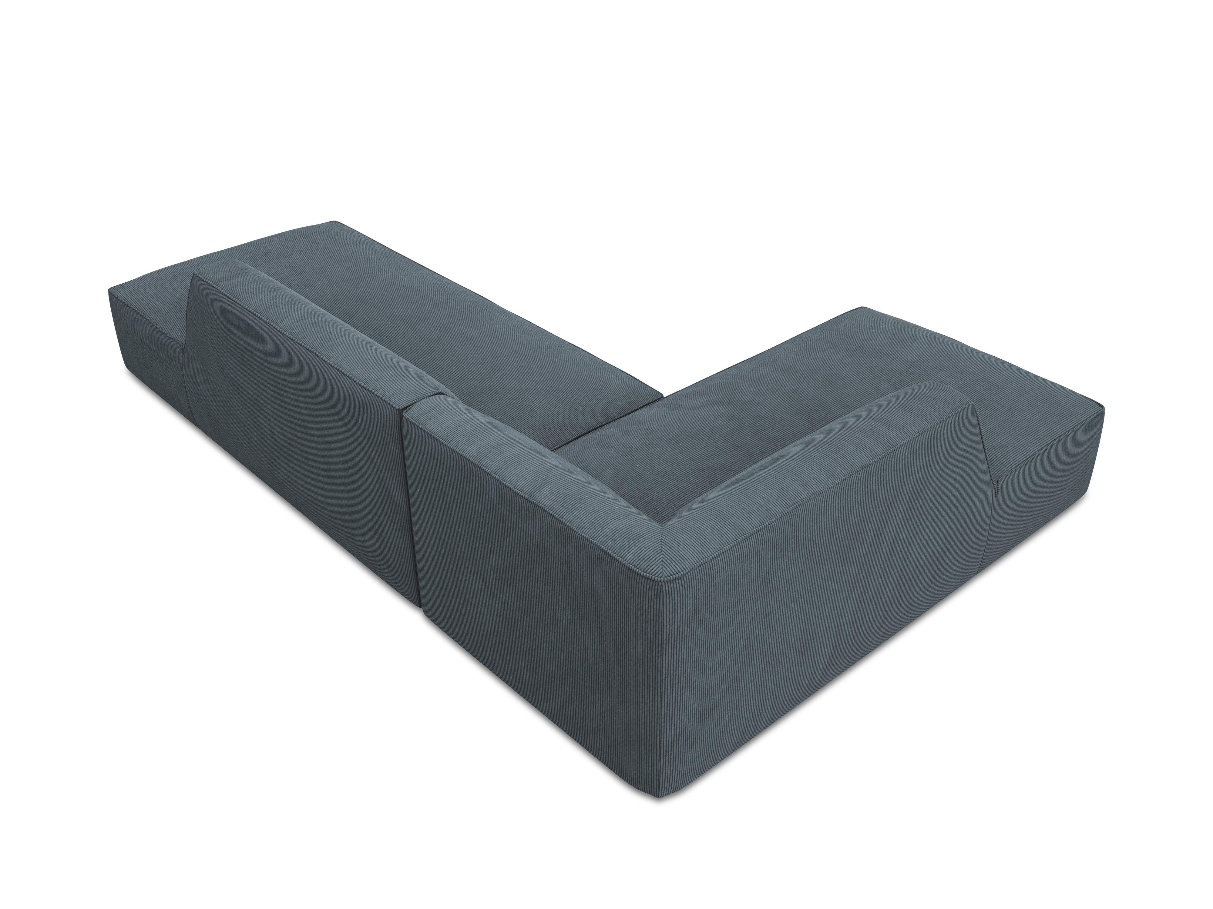 Sofa narożna sztruksowa lewostronna RUBY niebieski Micadoni    Eye on Design