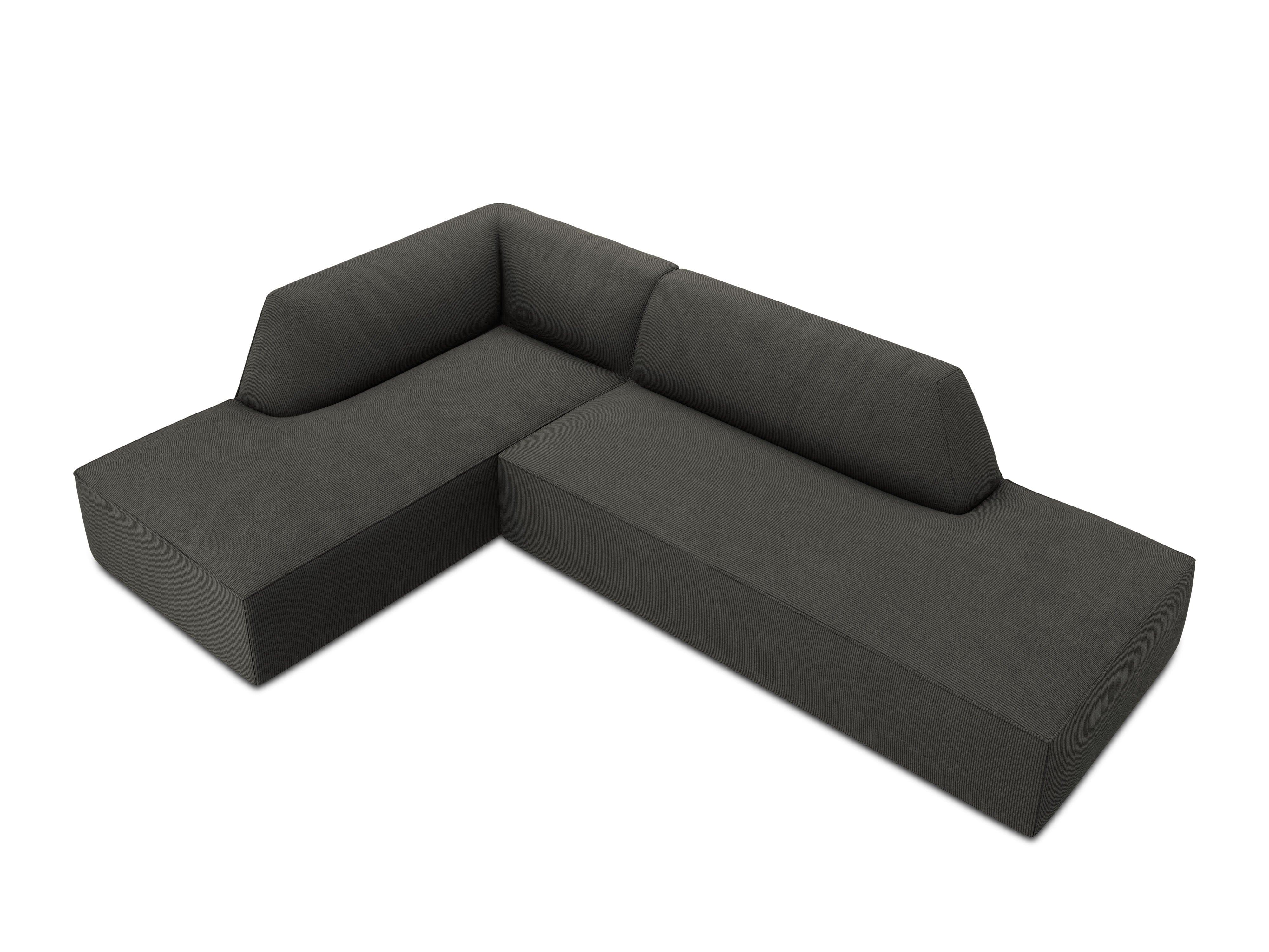 Sofa narożna sztruksowa lewostronna RUBY ciemnoszary Micadoni    Eye on Design