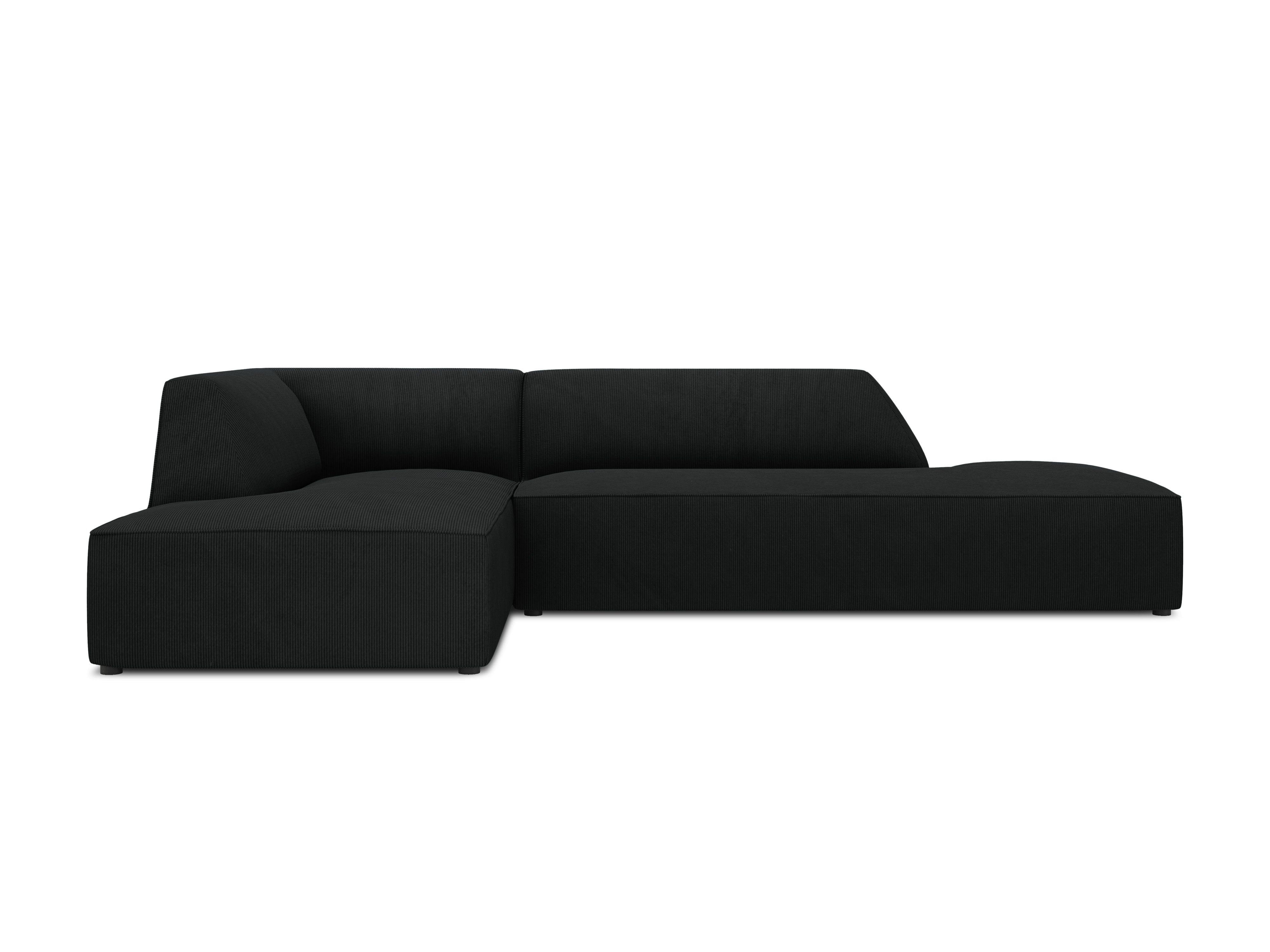 Sofa narożna sztruksowa lewostronna RUBY czarny Micadoni    Eye on Design
