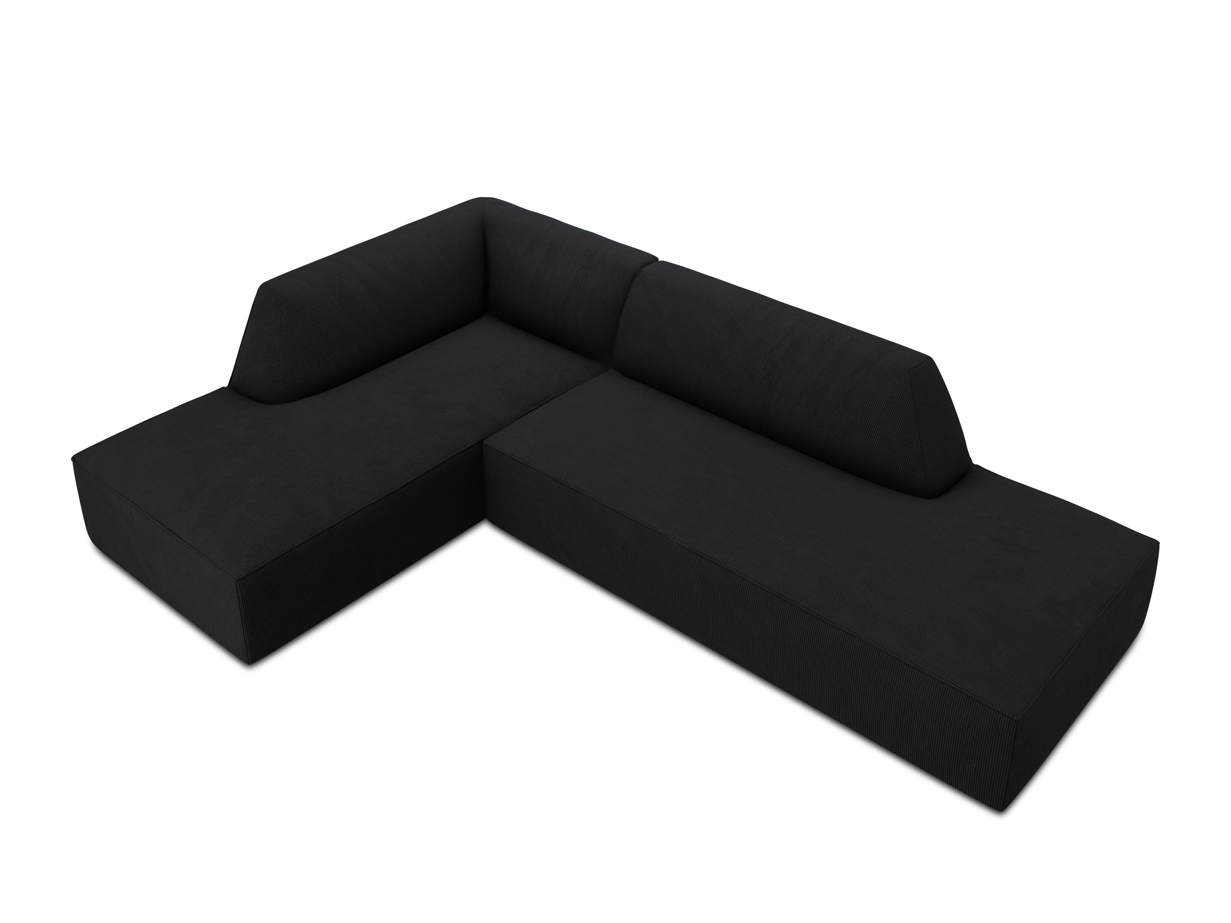 Sofa narożna sztruksowa lewostronna RUBY czarny Micadoni    Eye on Design