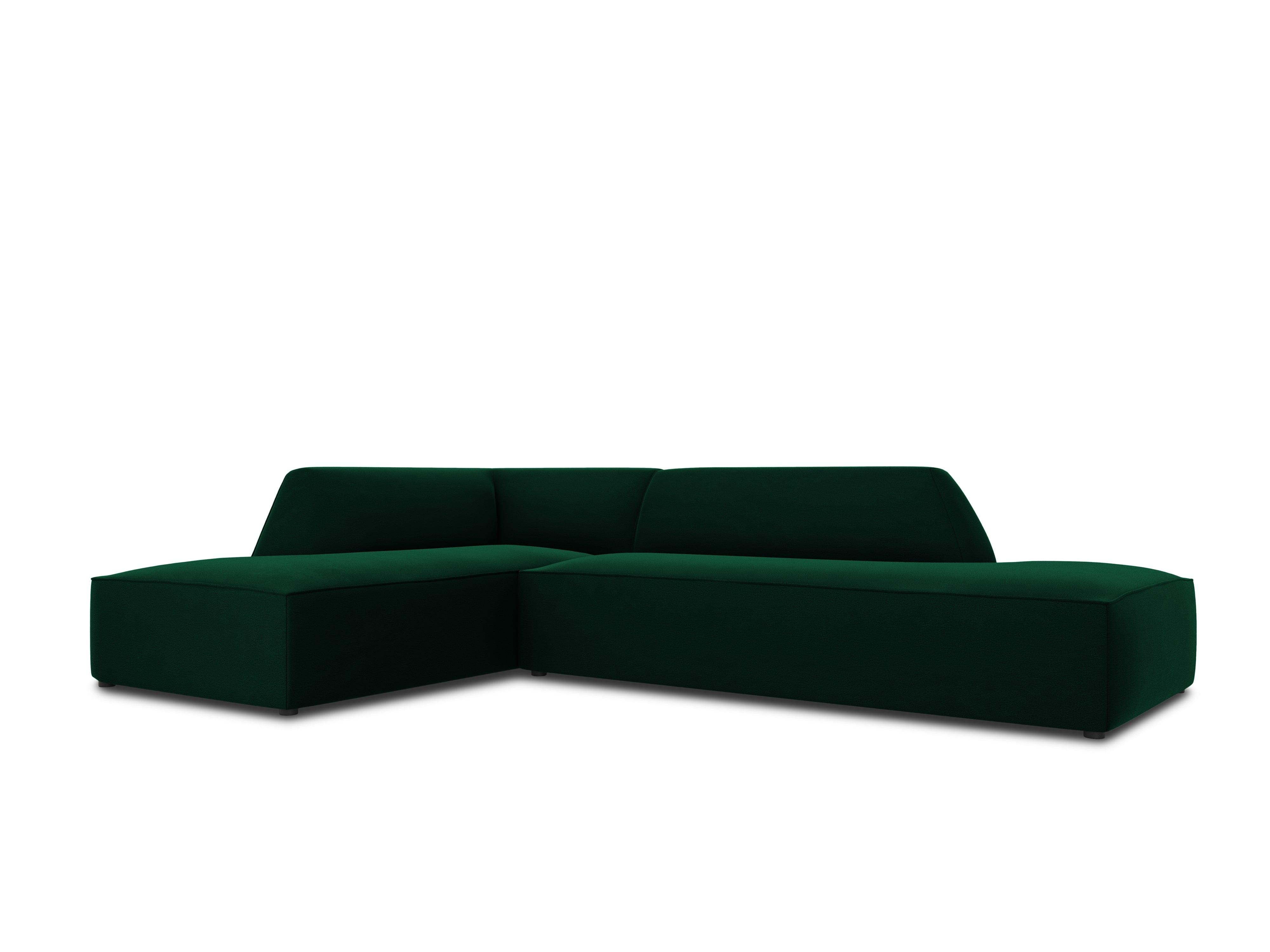 Sofa narożna aksamitna lewostronna RUBY butelkowa zieleń Micadoni    Eye on Design