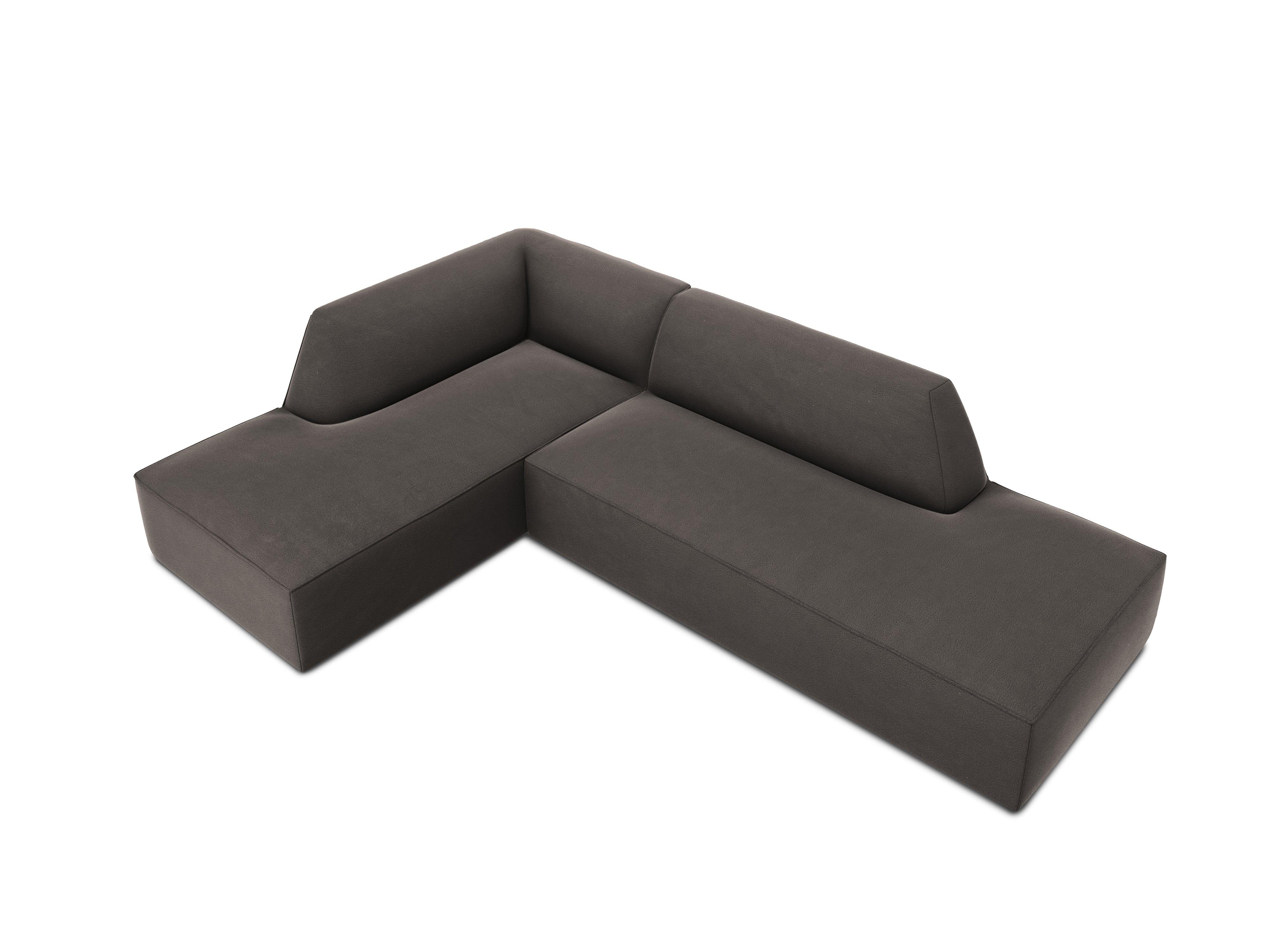 Sofa narożna aksamitna lewostronna RUBY ciemnoszary Micadoni    Eye on Design
