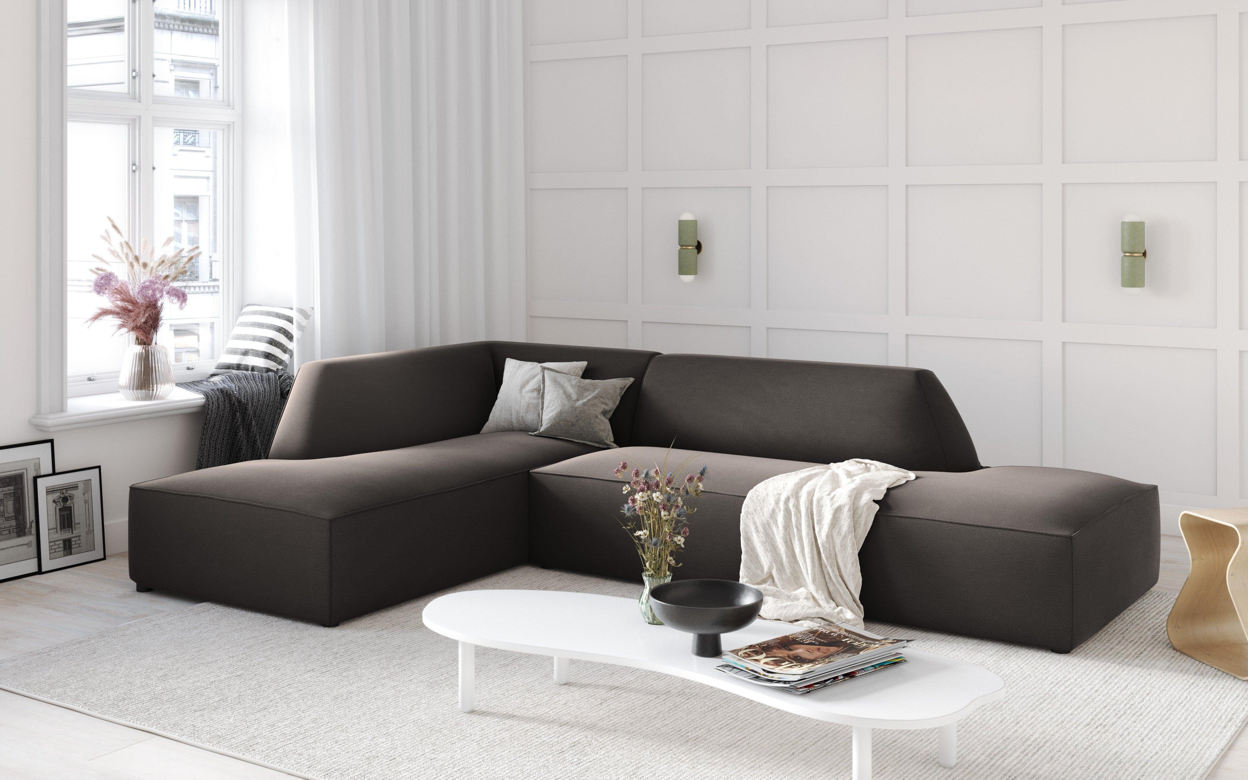 Sofa narożna aksamitna lewostronna RUBY ciemnoszary Micadoni    Eye on Design