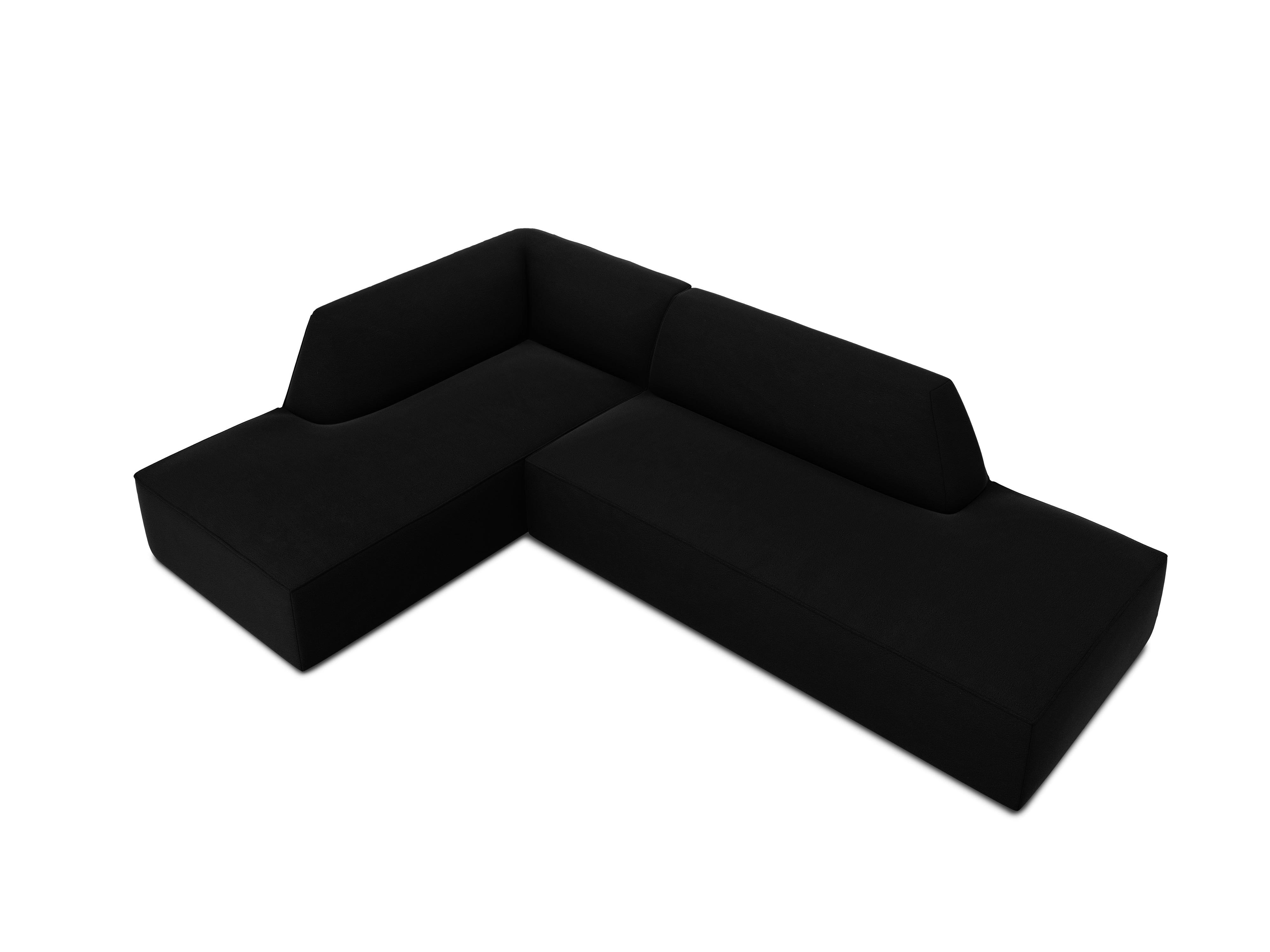 Sofa narożna aksamitna lewostronna RUBY czarny Micadoni    Eye on Design