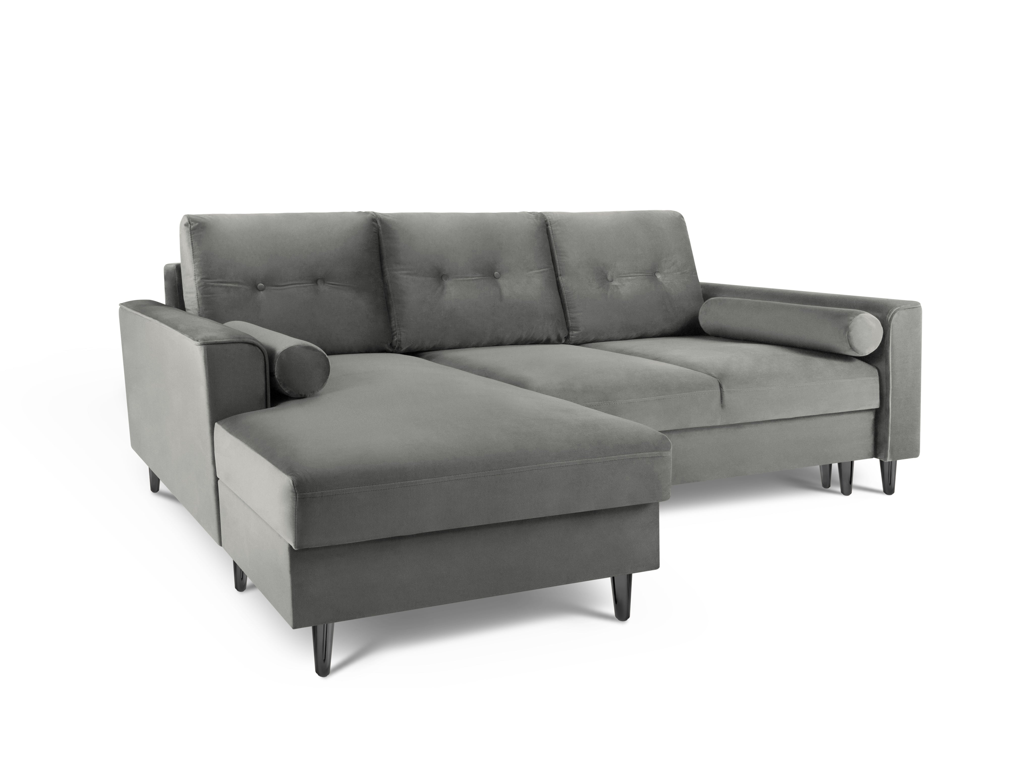 Velvet gray corner with armrests