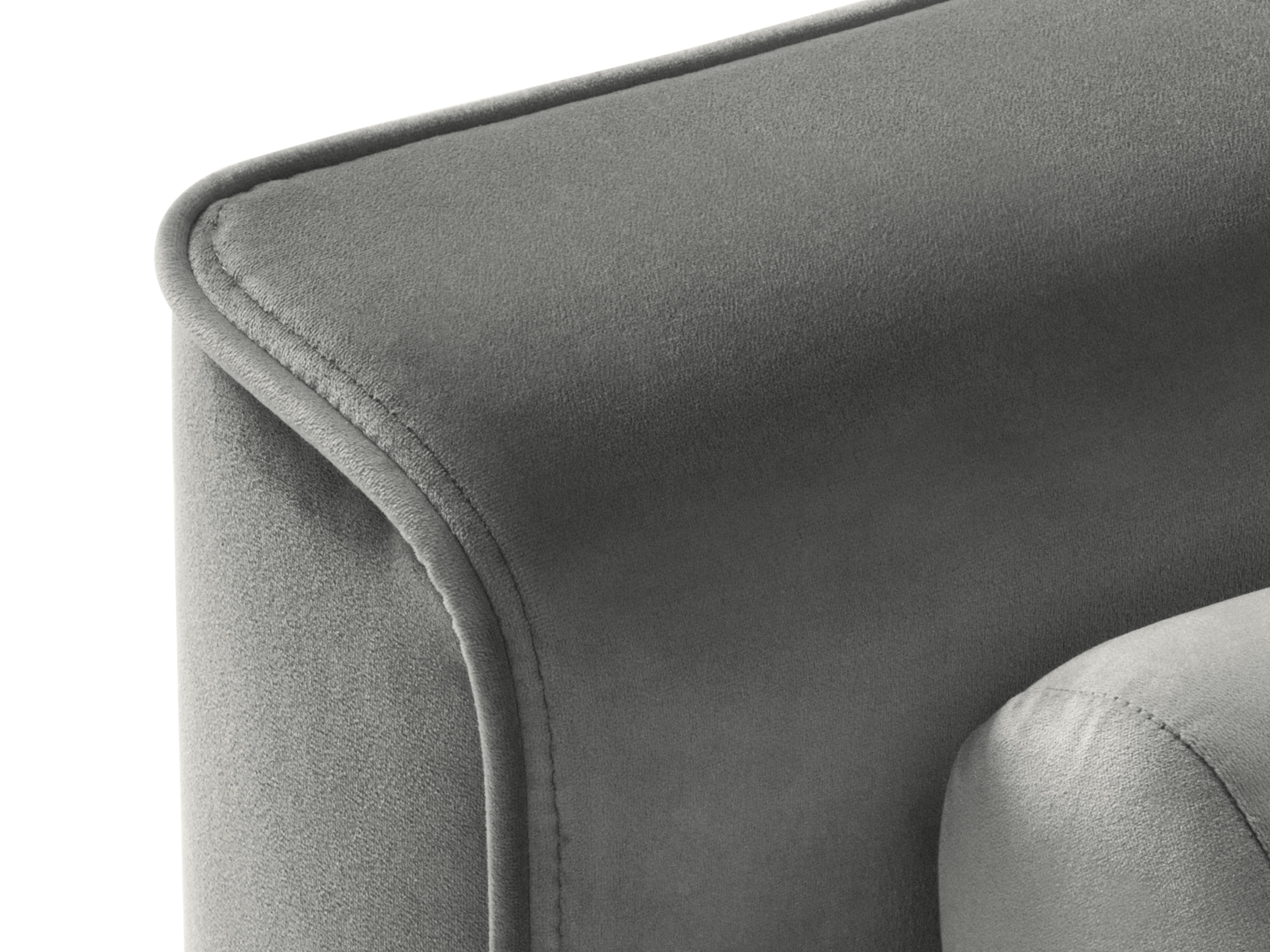 Velvet corner with gray armrests