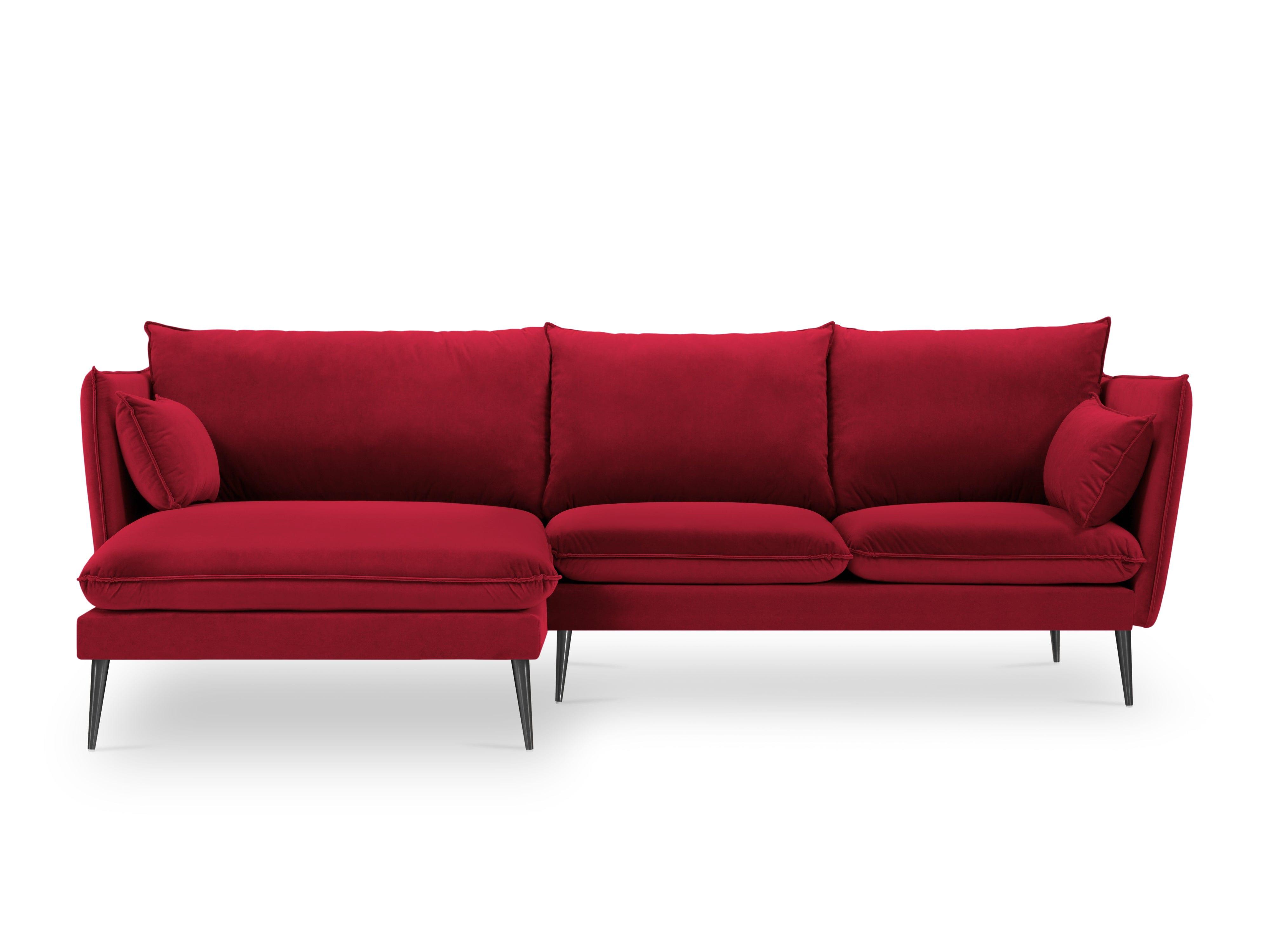 velvet corner with red pillows