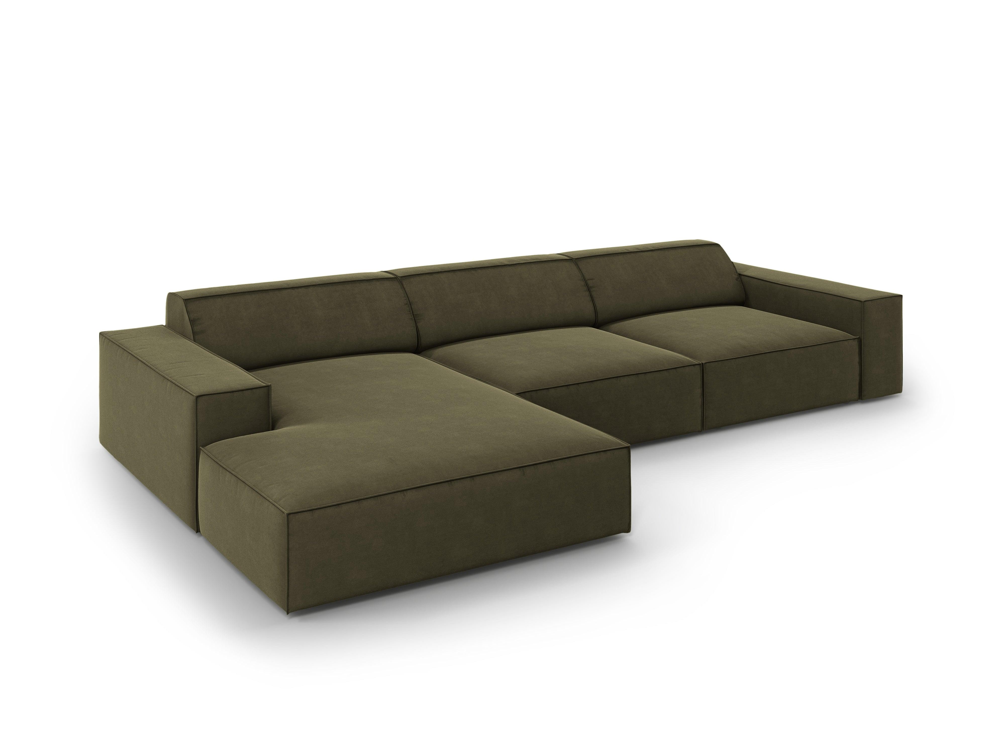 Narożnik aksamitny lewostronny 4-osobowy JODIE zielony Micadoni    Eye on Design