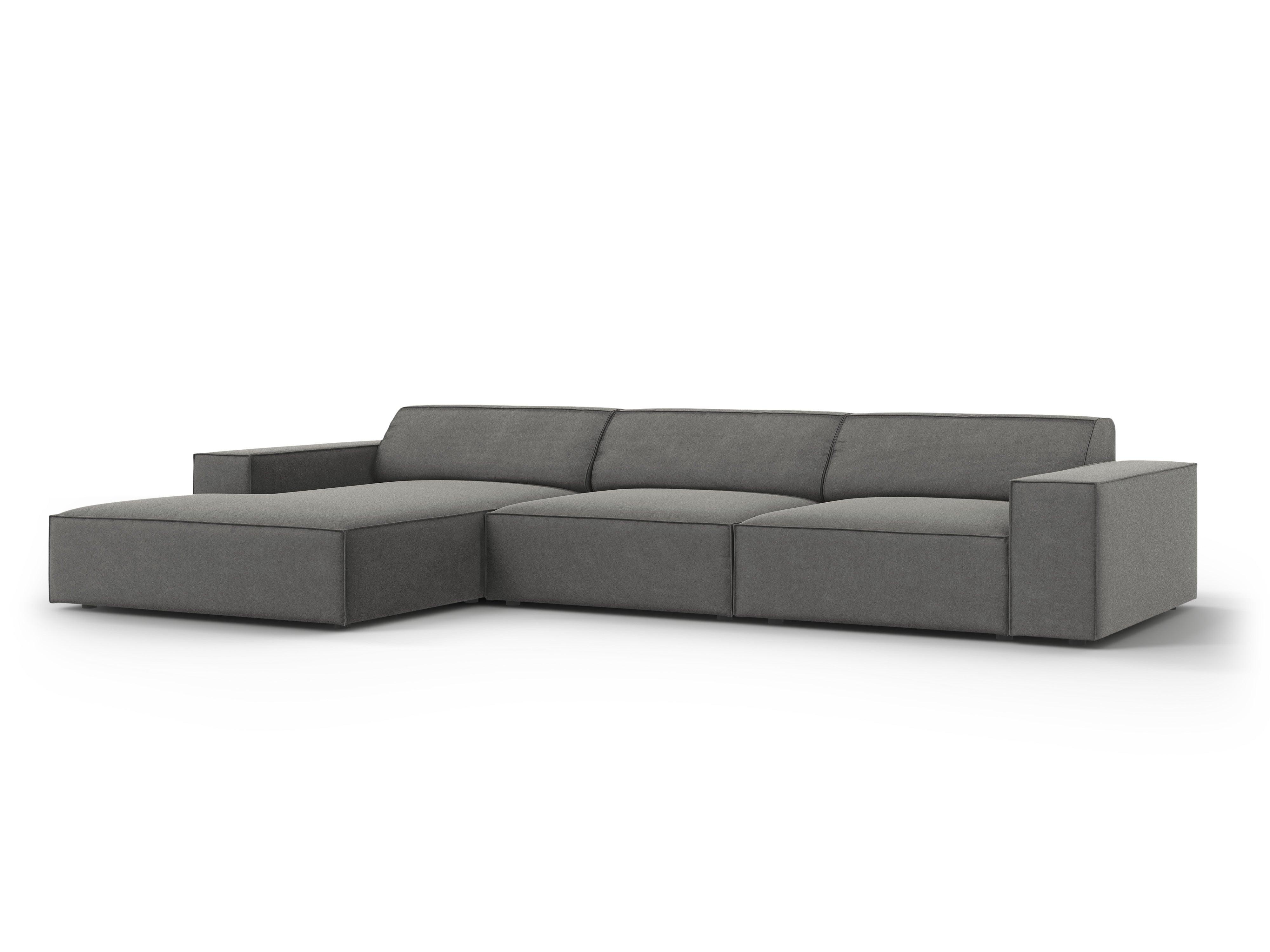 Narożnik aksamitny lewostronny 4-osobowy JODIE jasnoszary Micadoni    Eye on Design