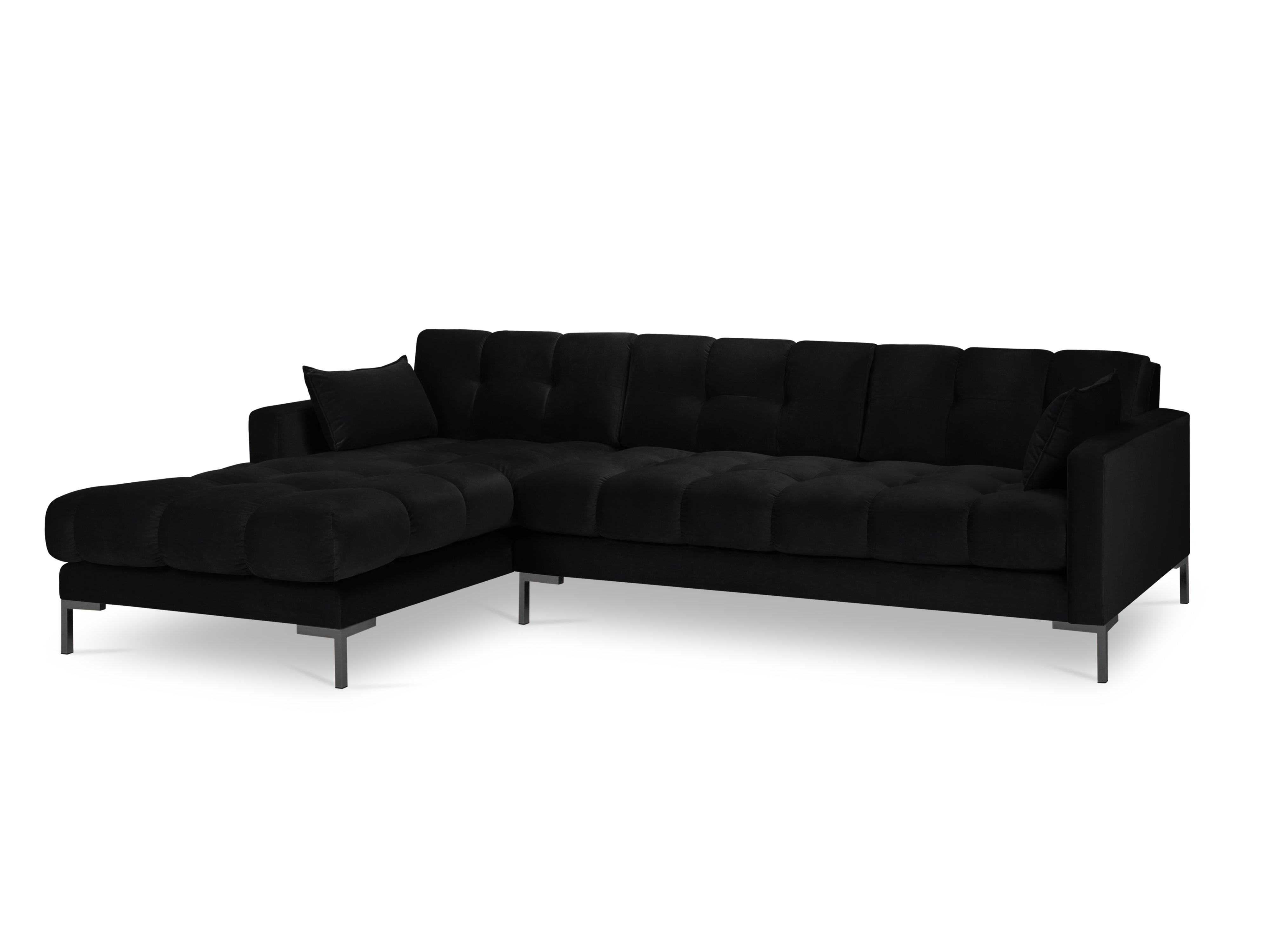 Left arm velvet sofa MAMAIA black with black base