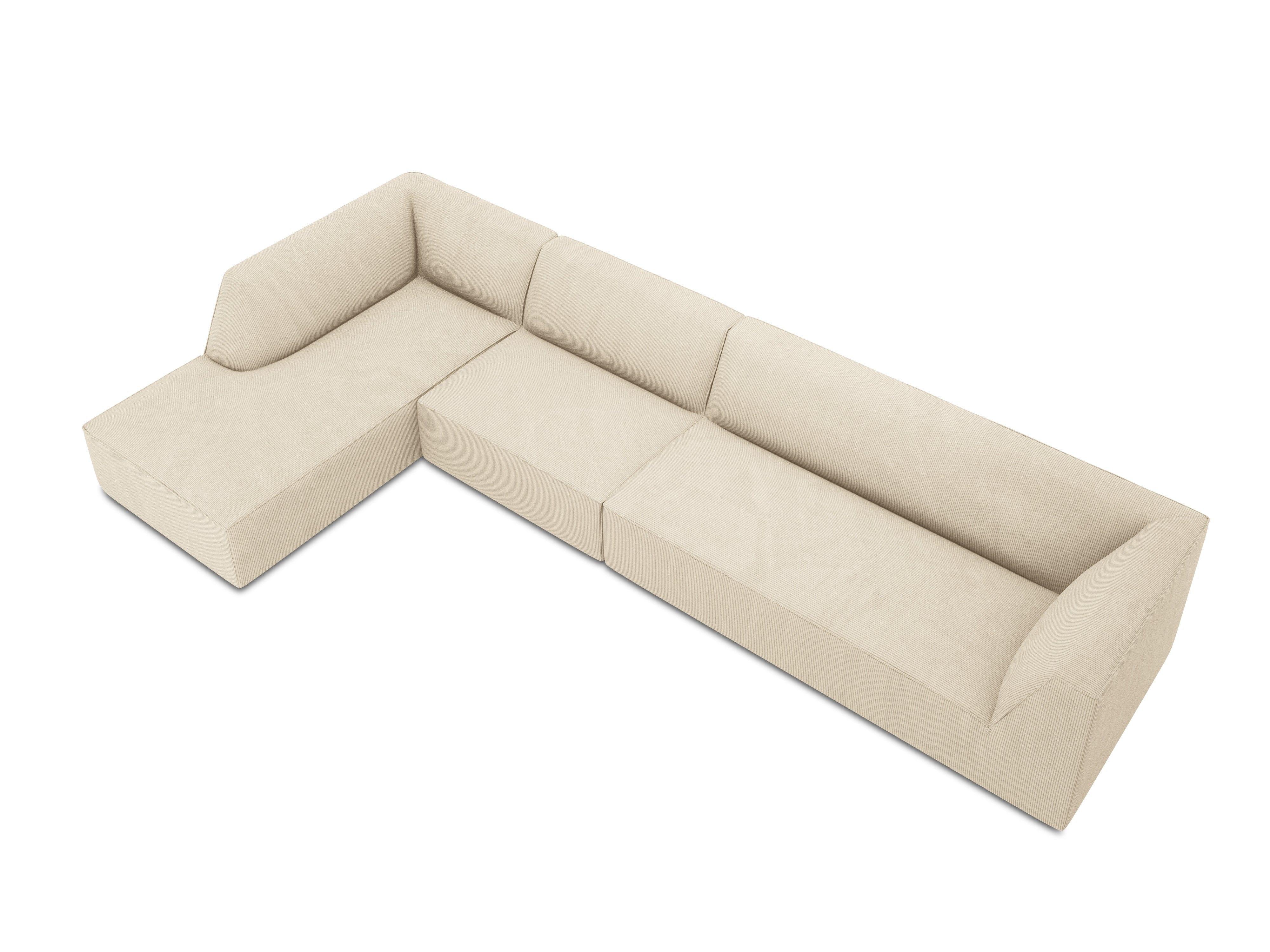 Narożnik sztruksowy 5-osobowy lewostronny RUBY beżowy Micadoni    Eye on Design