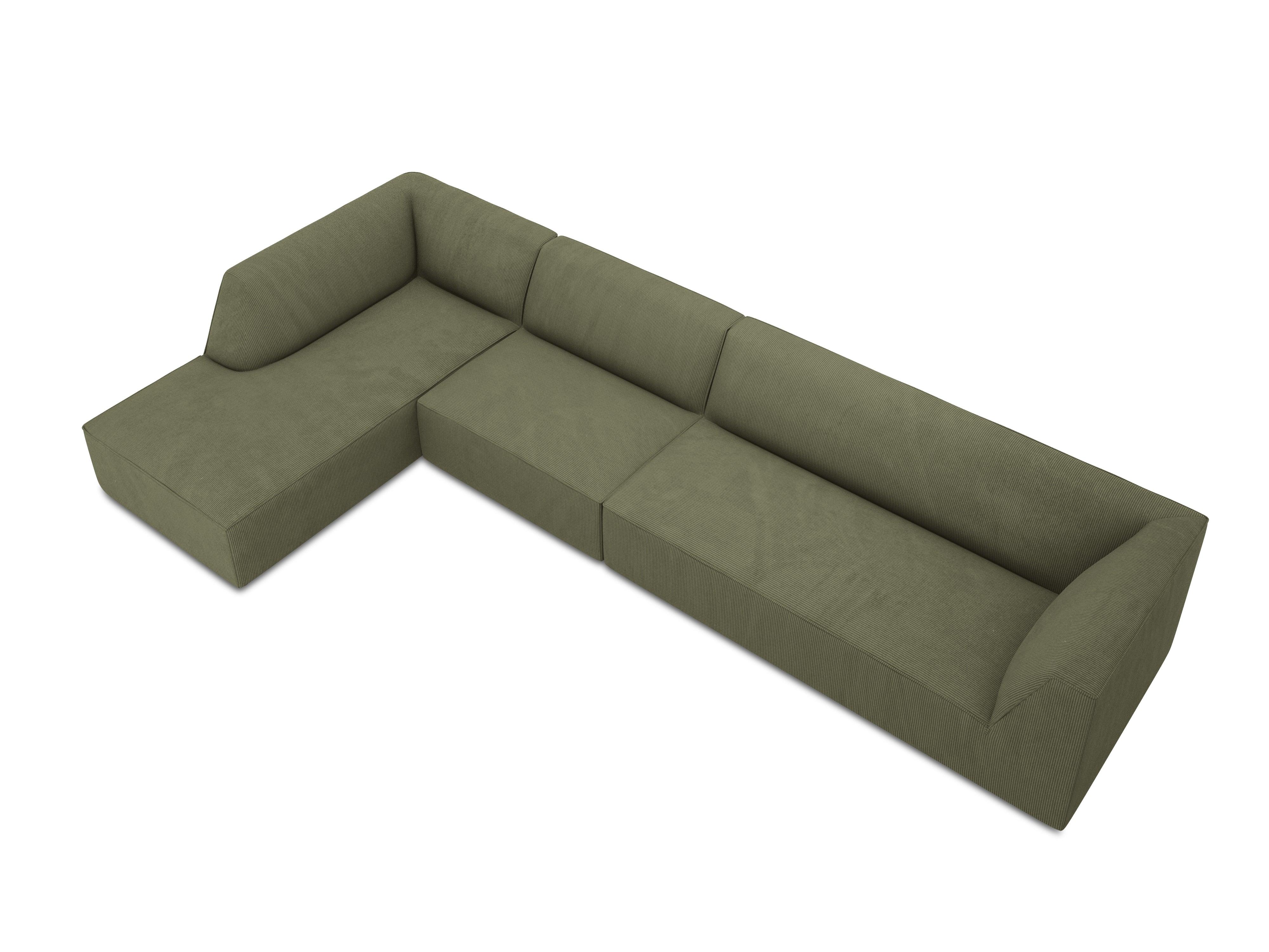 Narożnik sztruksowy 5-osobowy lewostronny RUBY zielony Micadoni    Eye on Design