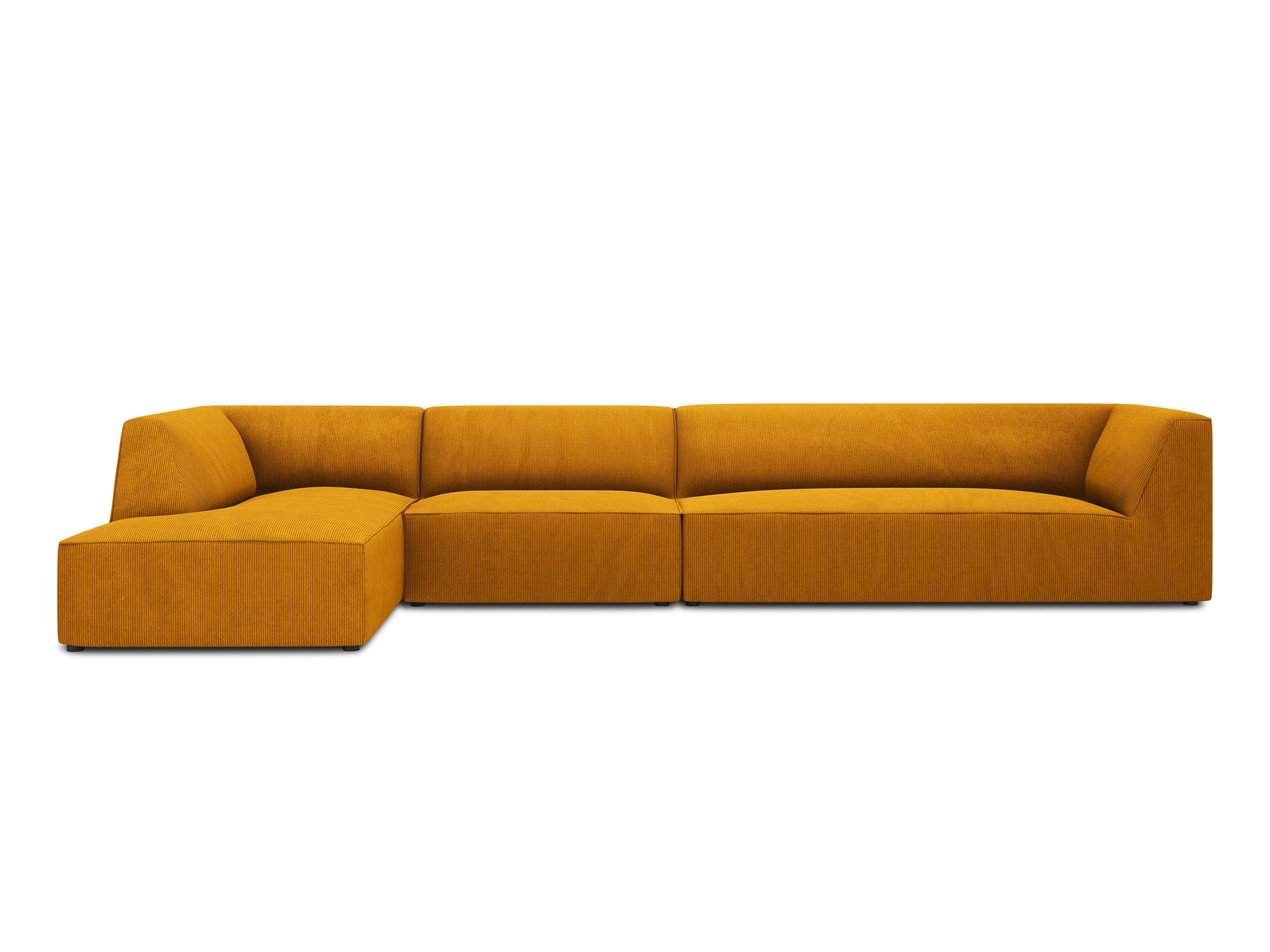 Narożnik sztruksowy 5-osobowy lewostronny RUBY żółty Micadoni    Eye on Design
